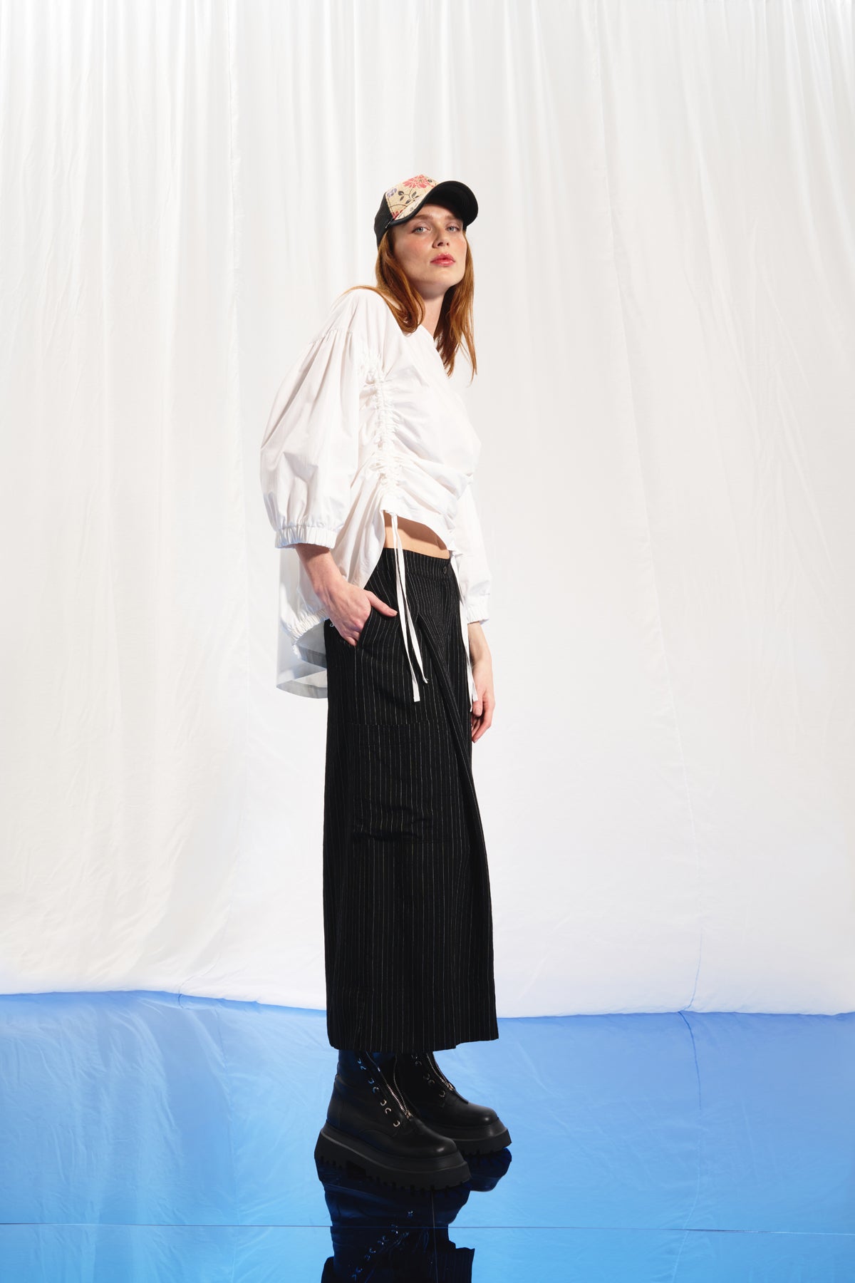 Black Pleated Striped Trousers 17372
