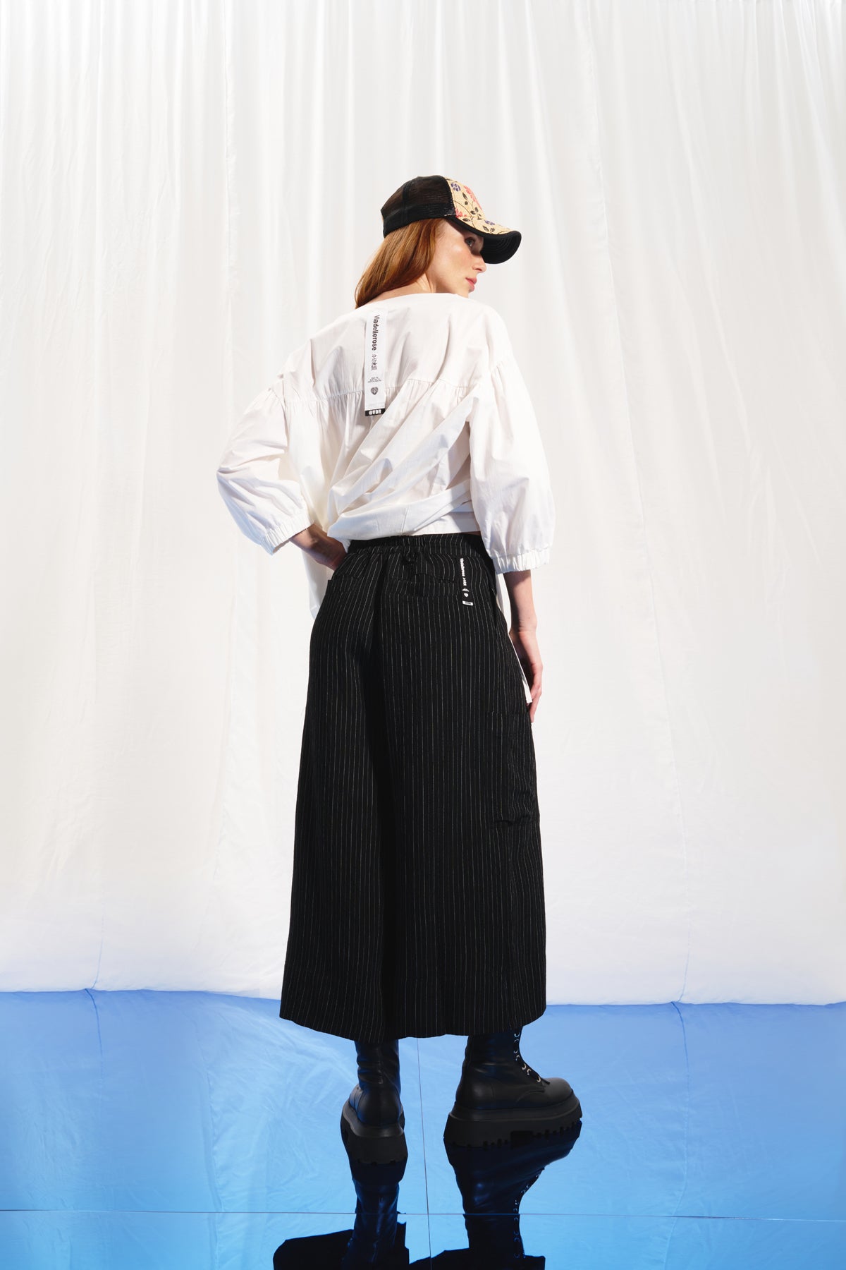 Black Pleated Striped Trousers 17372