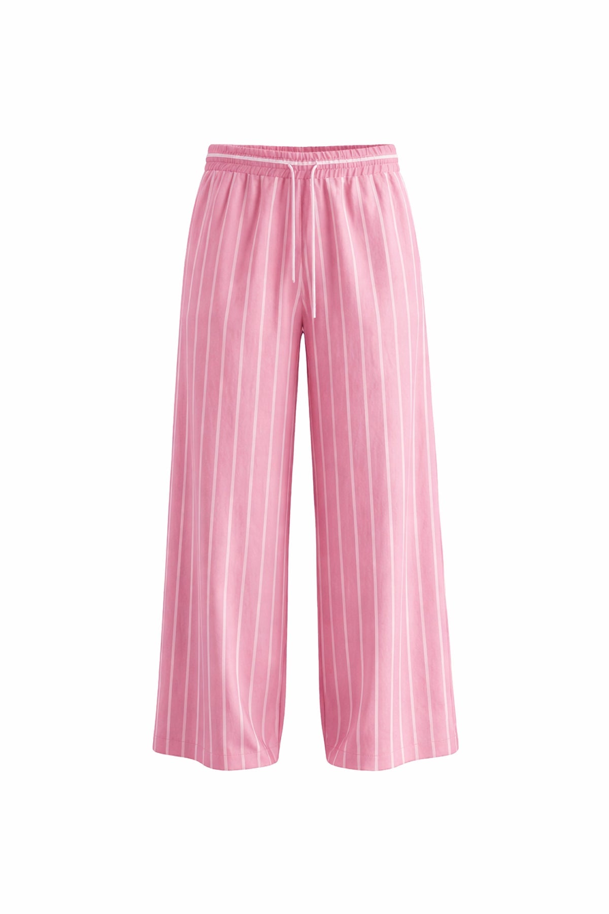 Pink White Draped Striped Wide Leg Trousers 19087