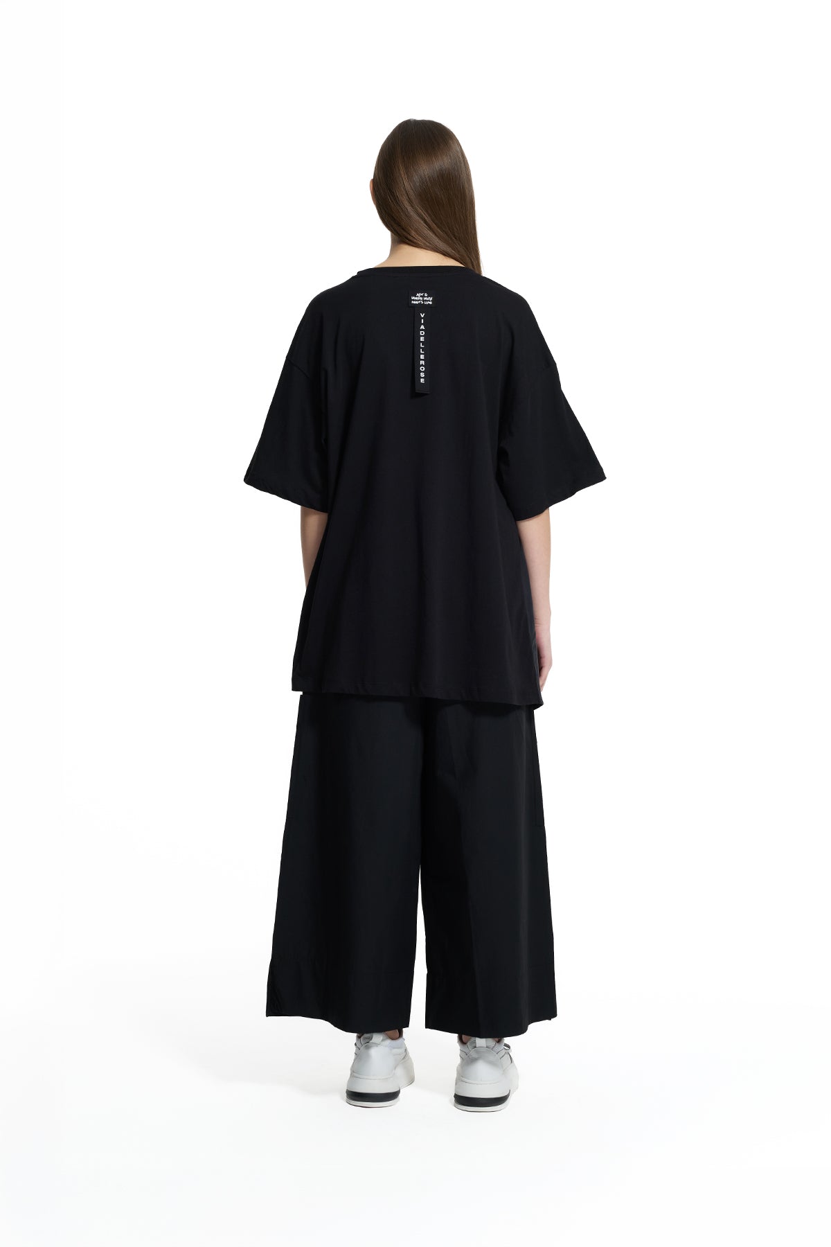 Black Asymmetric Draped T-shirt 19112