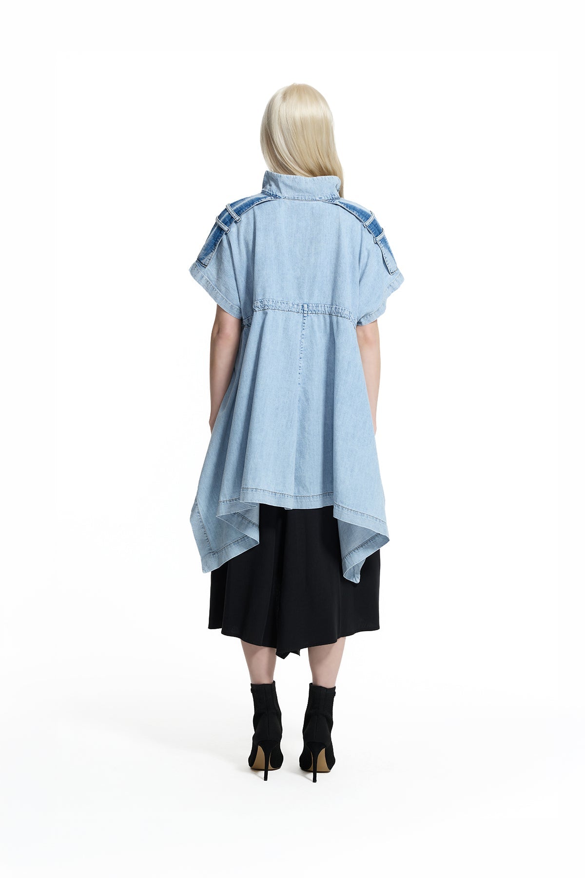 Ice Blue Asymmetric Denim Coat 19121