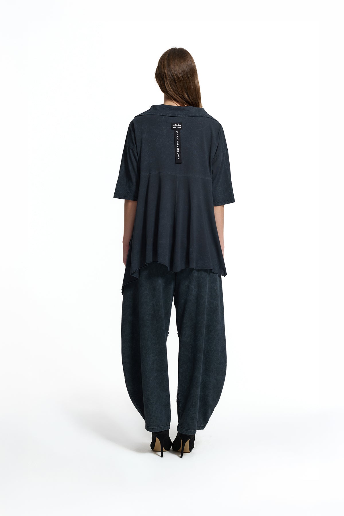 Black Asymmetric Zip Blouse 19141