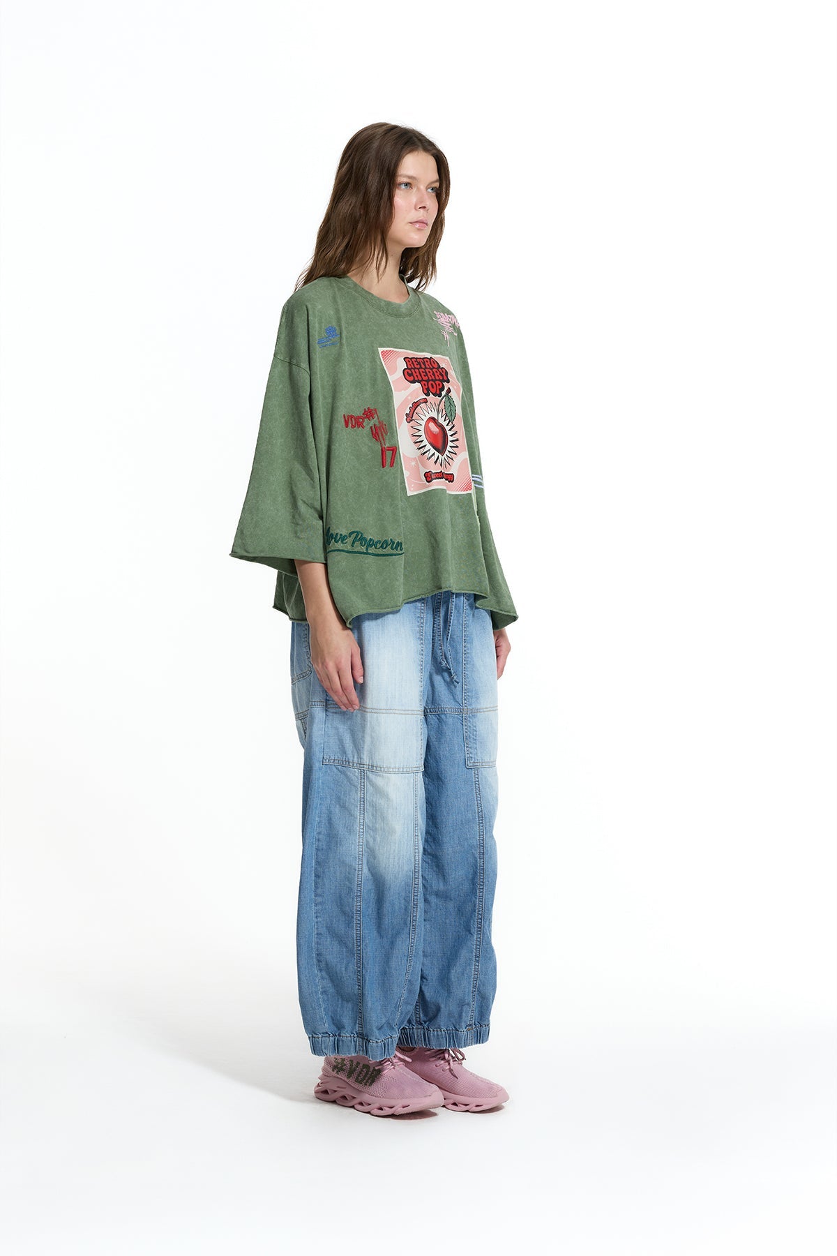 Khaki Washed Printed T-shirt 19154