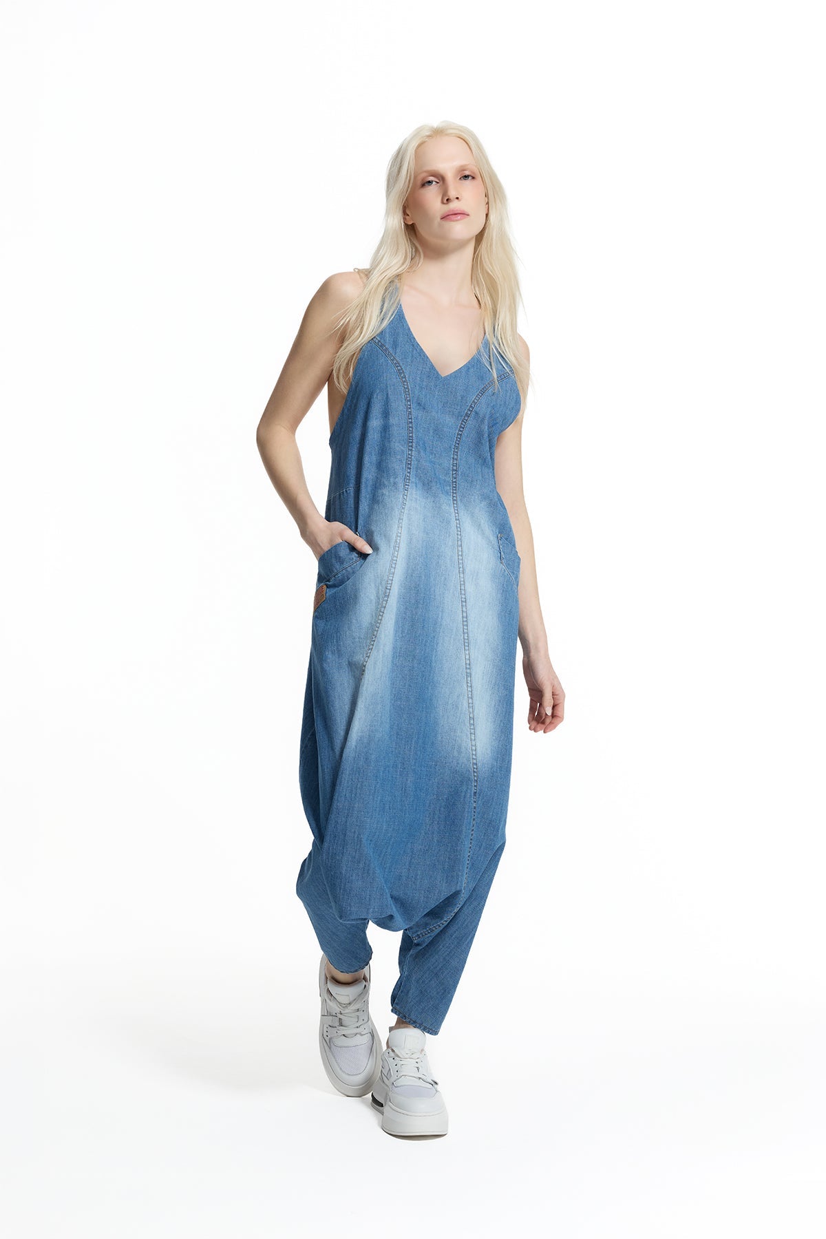 Blue Balloon Silhouette Denim Jumpsuit 19198