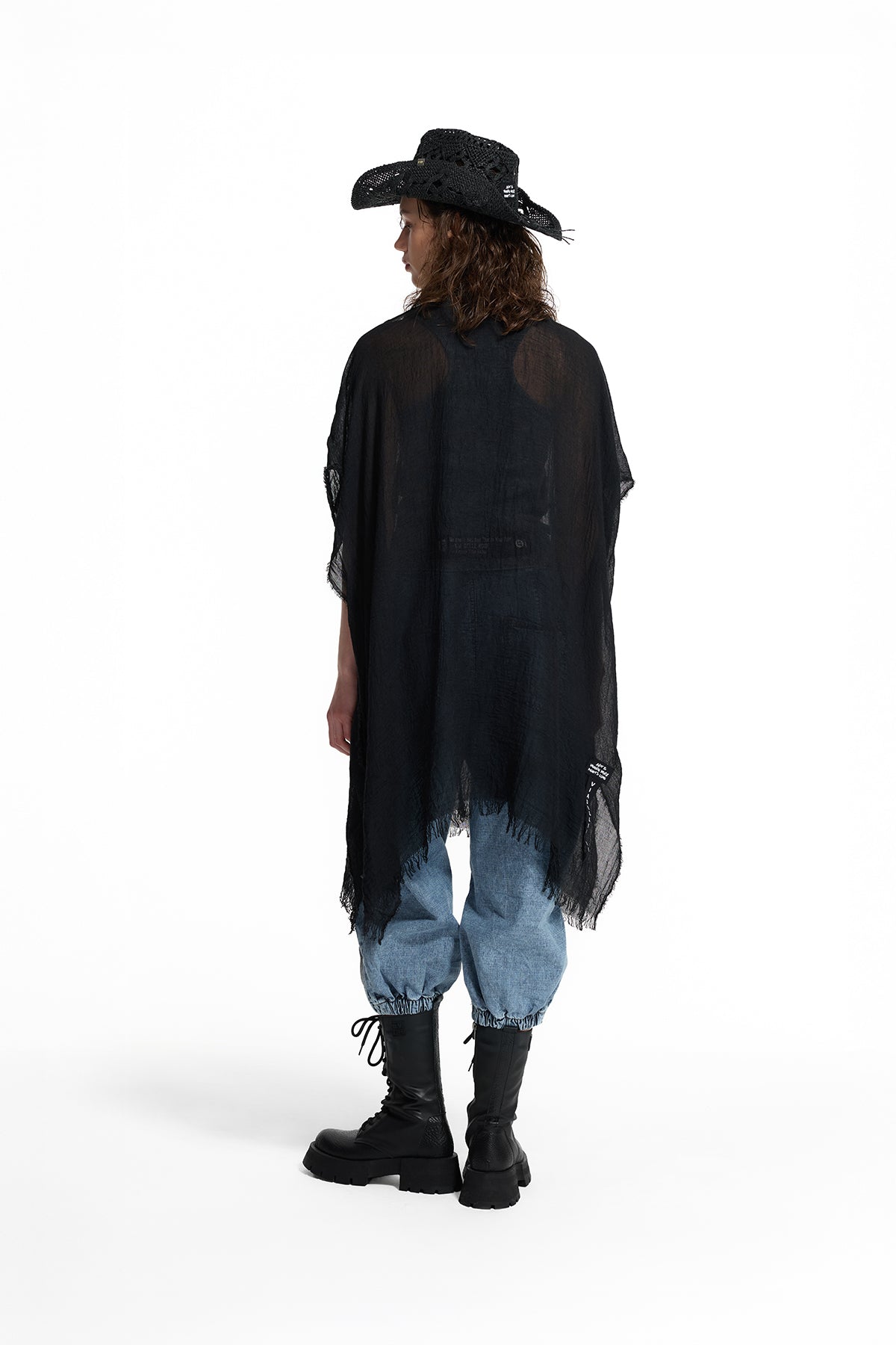 Black Printed Fringe Detail Pareo 19213