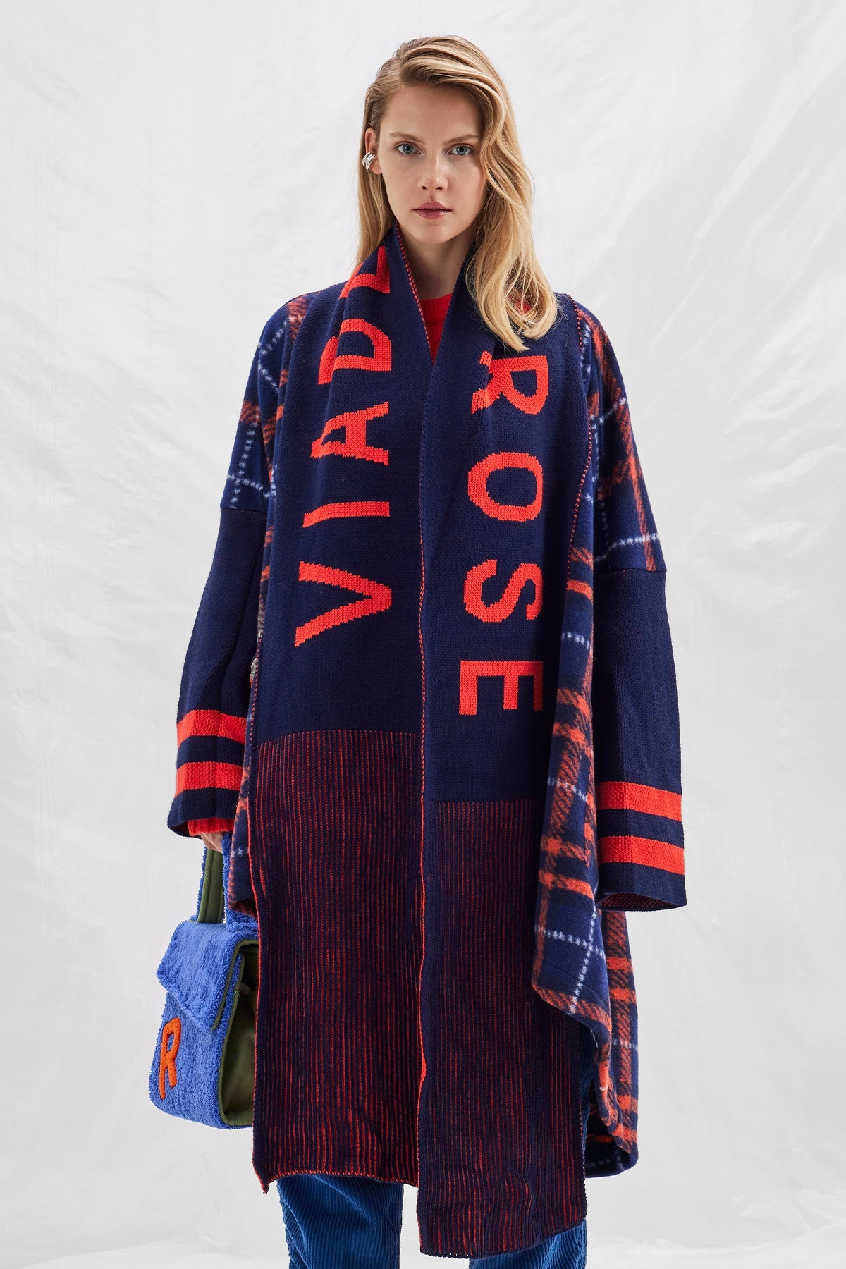 Navy Orange Scarf 14031