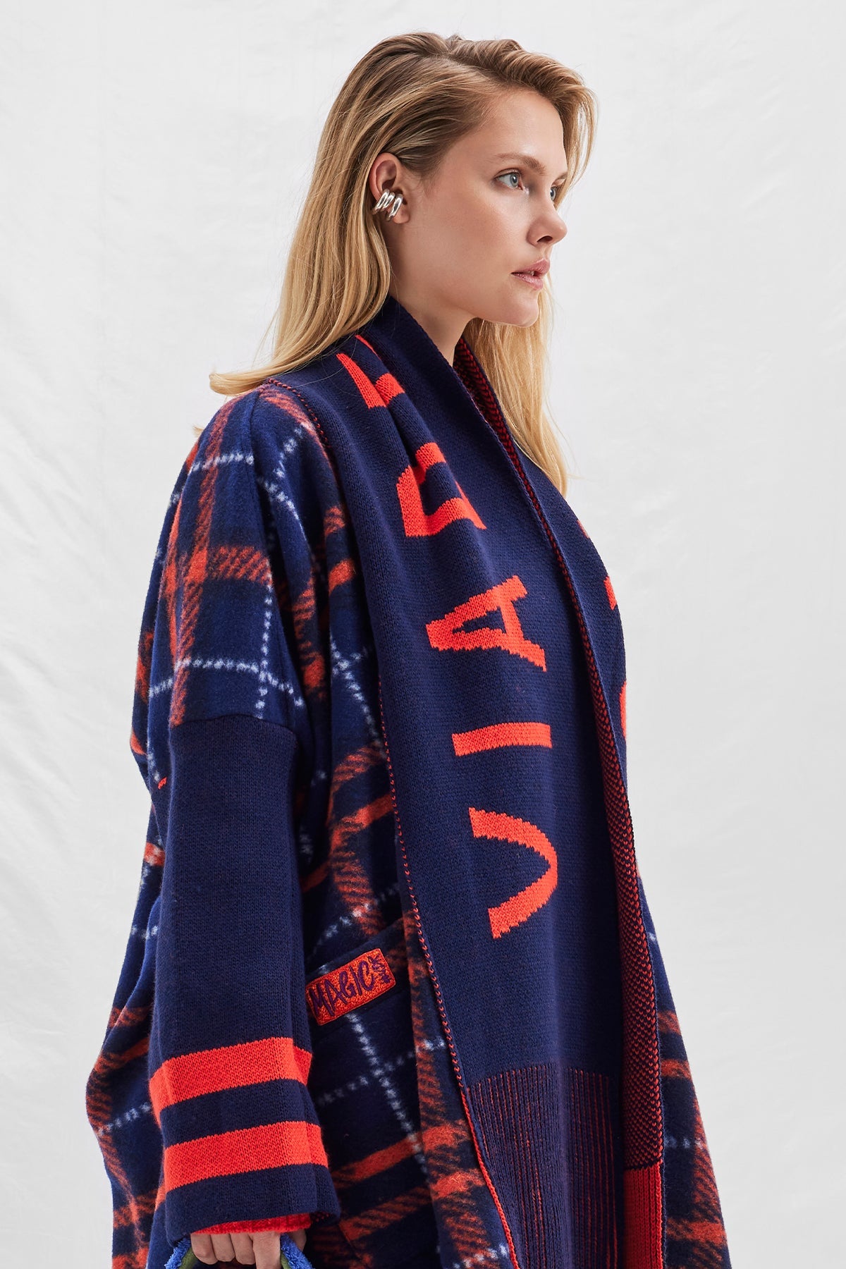 Navy Orange Scarf 14031