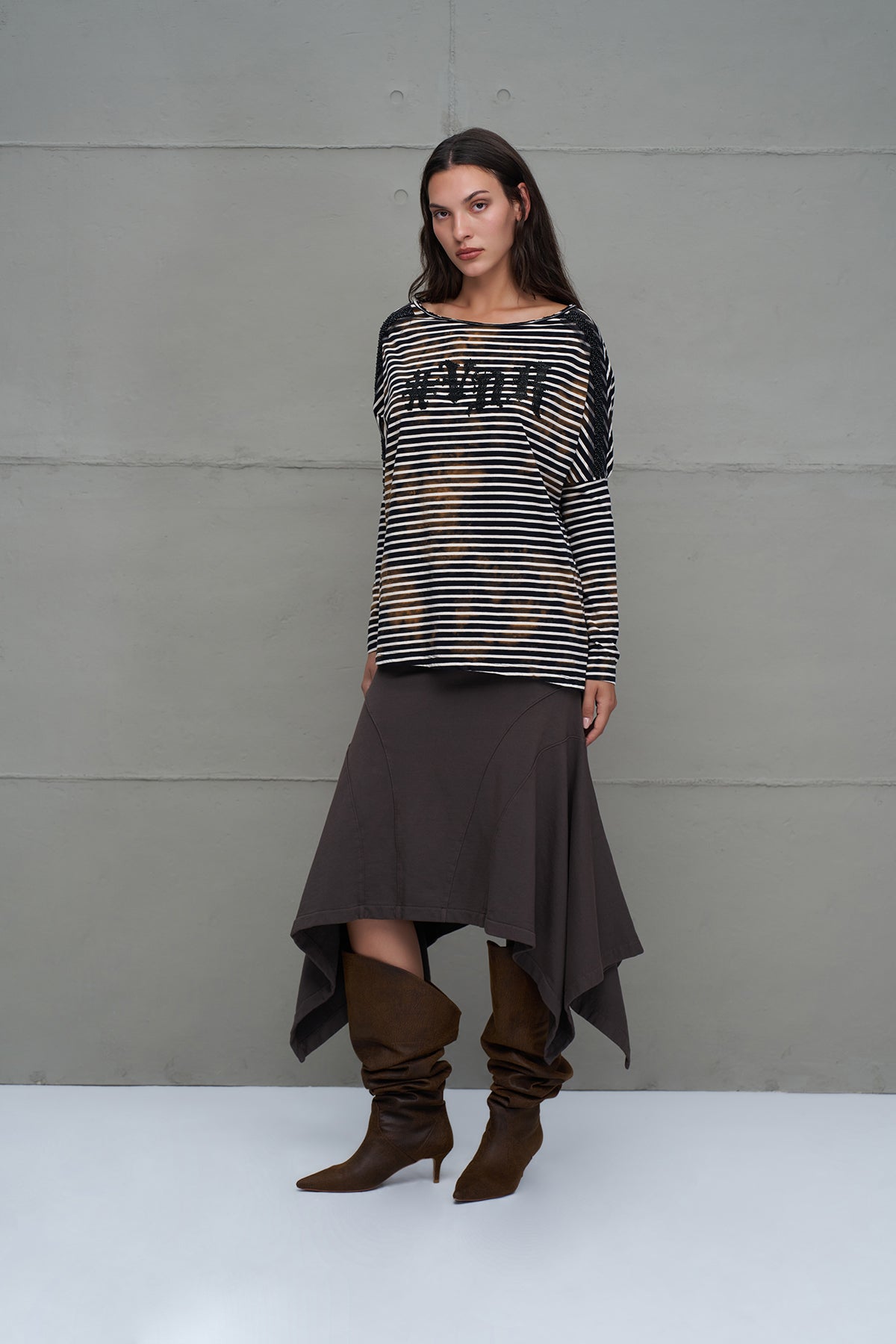 Black White Striped Long Sleeve T-shirt 18004