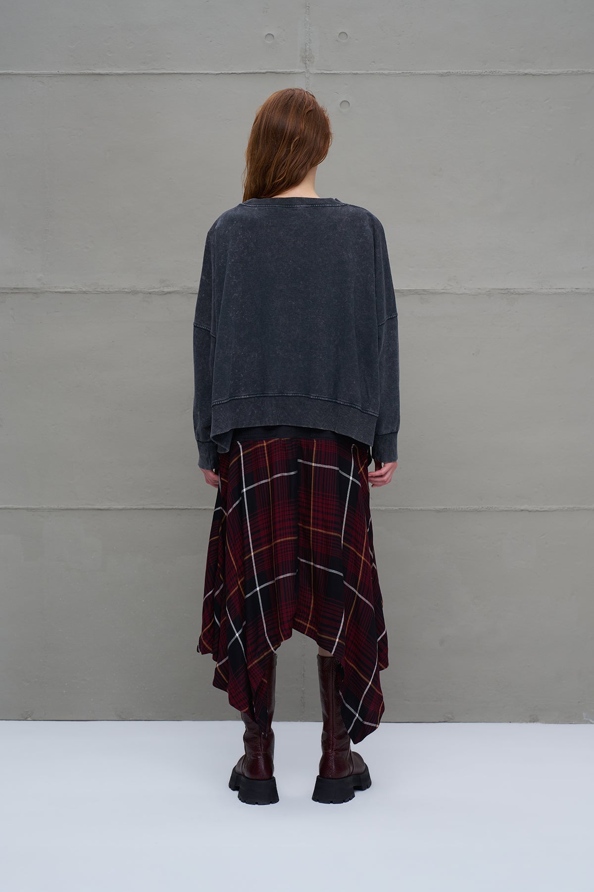 Anthracite Zip-up Oversized Sweatshirt 18005