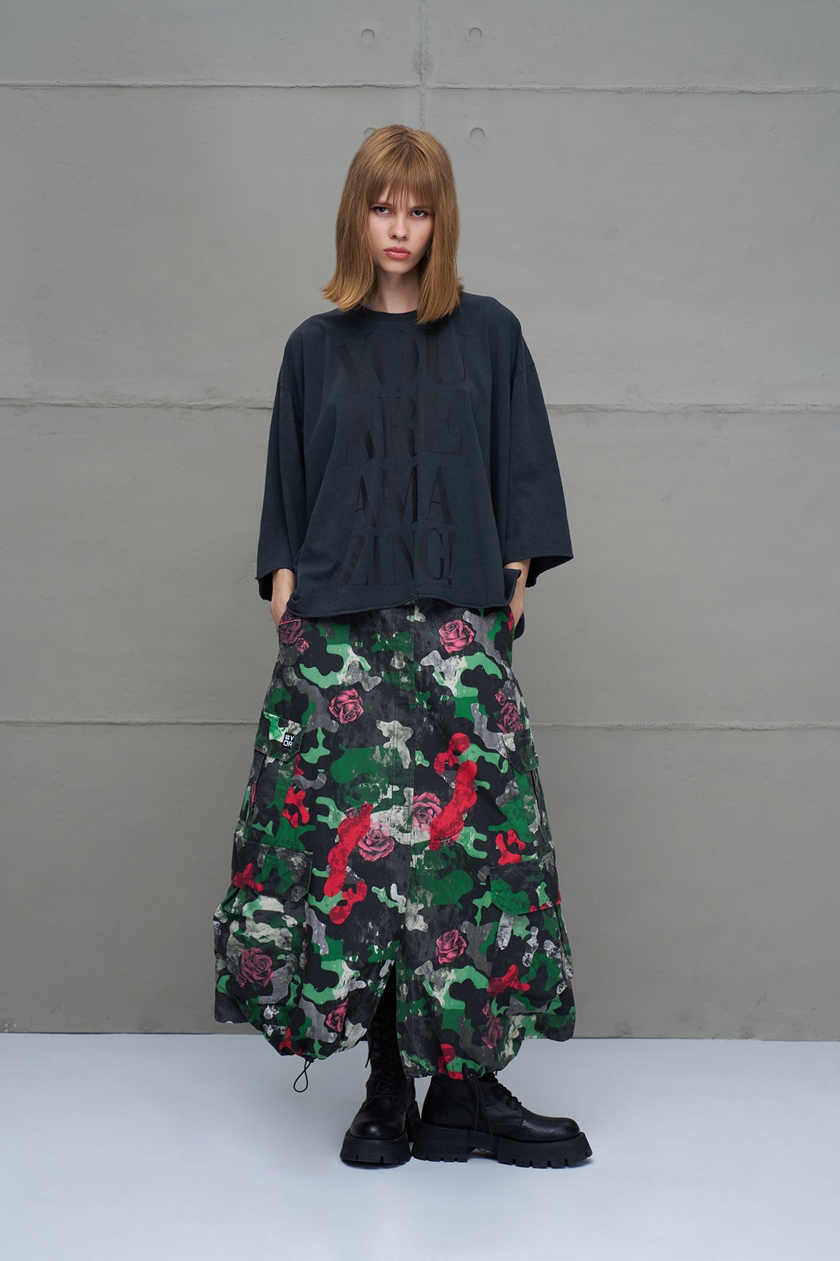 Black Slogan Oversized T-shirt 18007