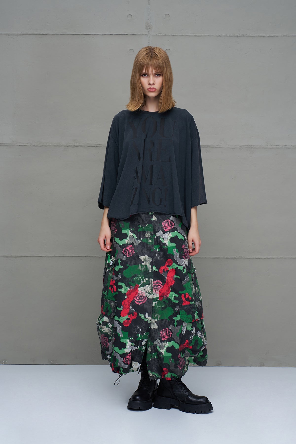 Black Slogan Oversized T-shirt 18007