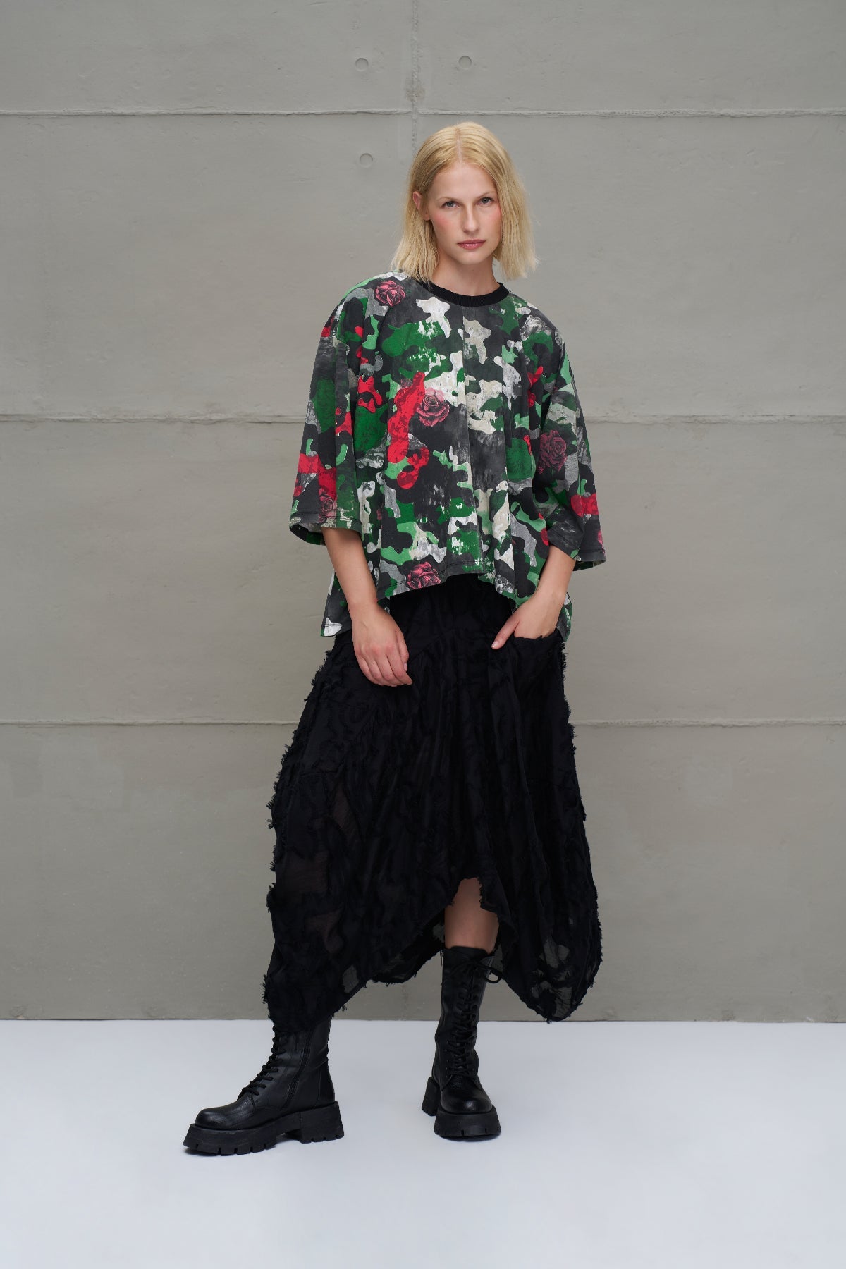 Camo Camouflage Print Asymmetric T-shirt 18029