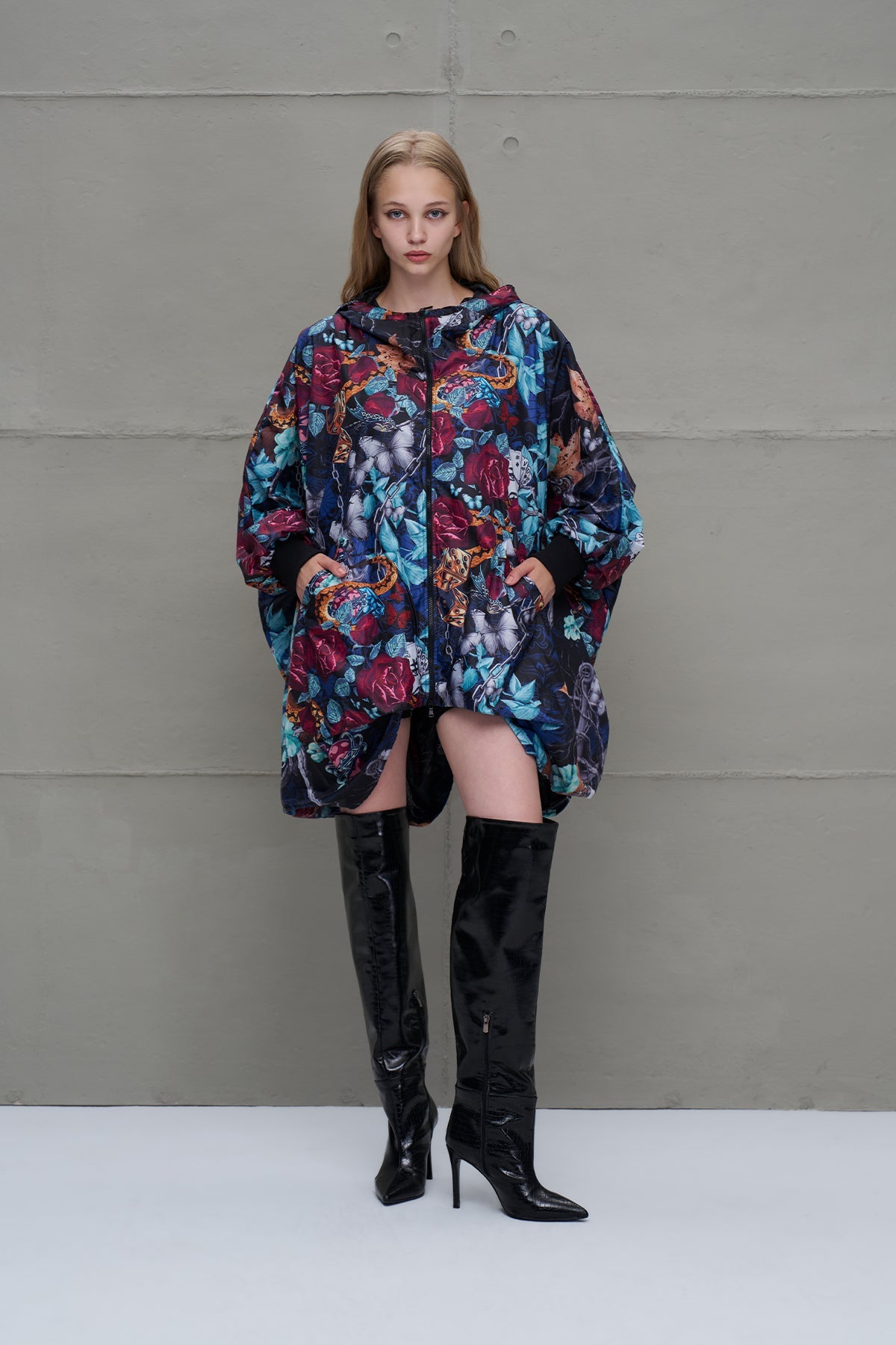Multicolor Asymmetric Oversized Wind Coat 18030