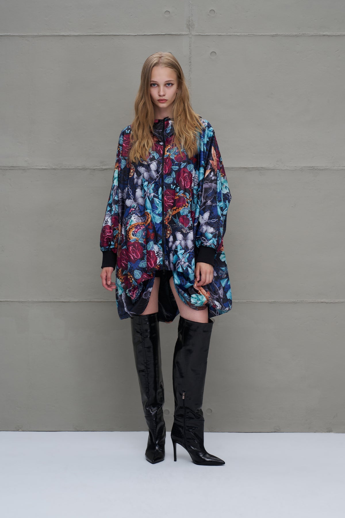 Multicolor Asymmetric Oversized Wind Coat 18030