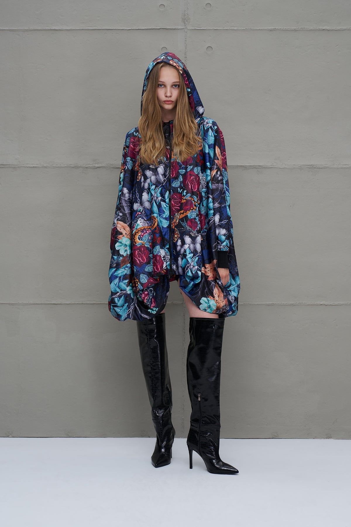Multicolor Asymmetric Oversized Wind Coat 18030