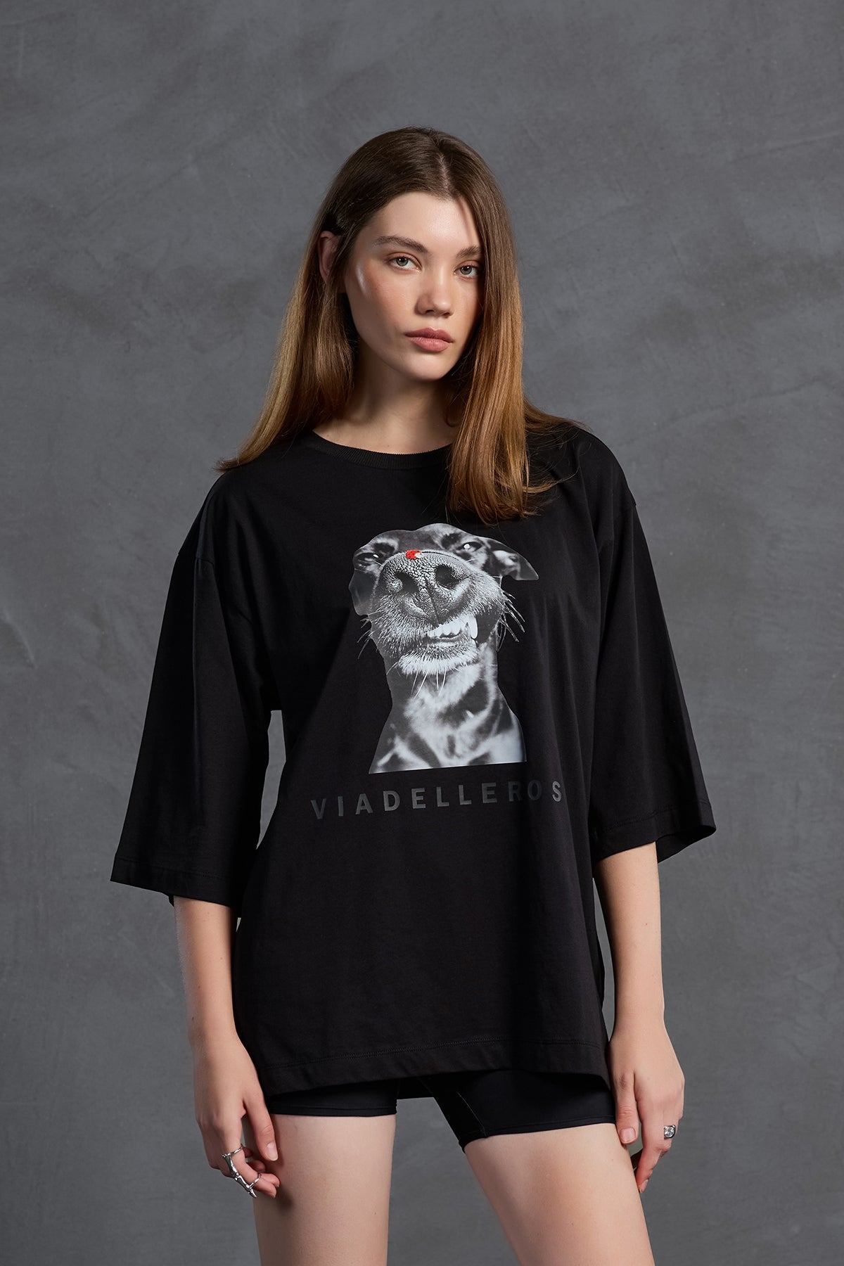 Black Printed Oversized T-shirt 18036