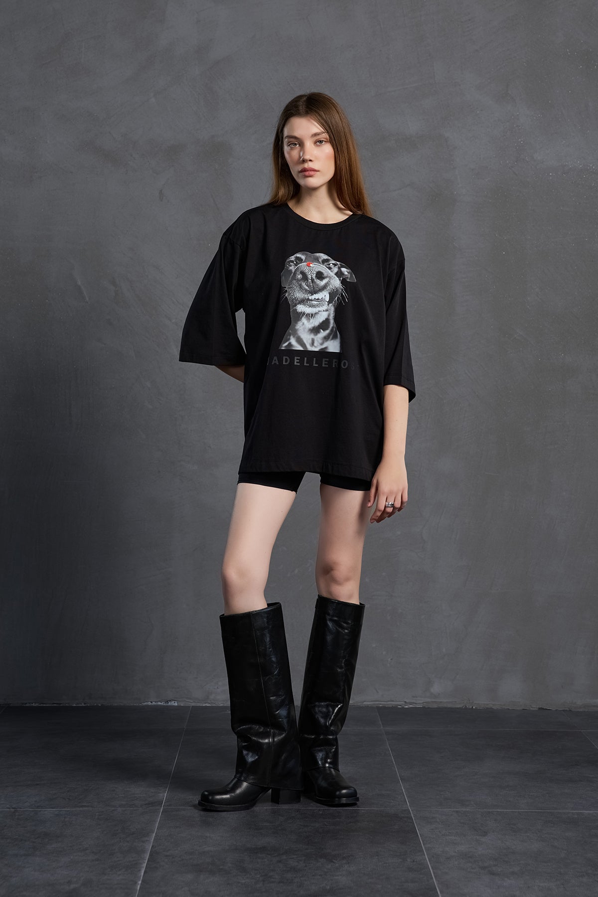 Black Printed Oversized T-shirt 18036