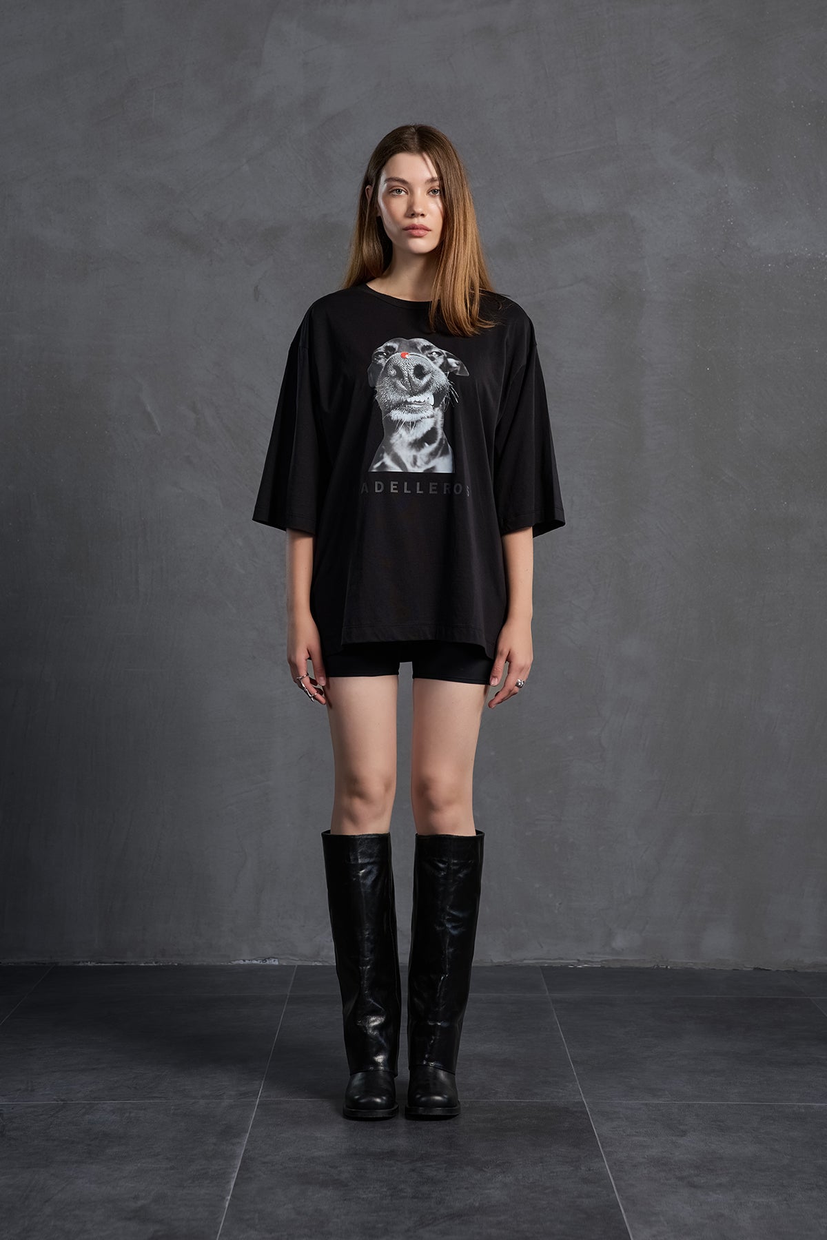 Black Printed Oversized T-shirt 18036