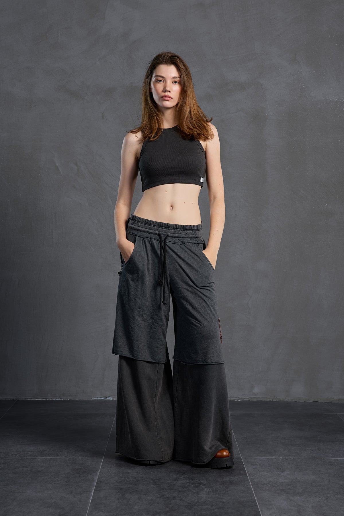 Black Wide-leg Oversized Trousers 18040