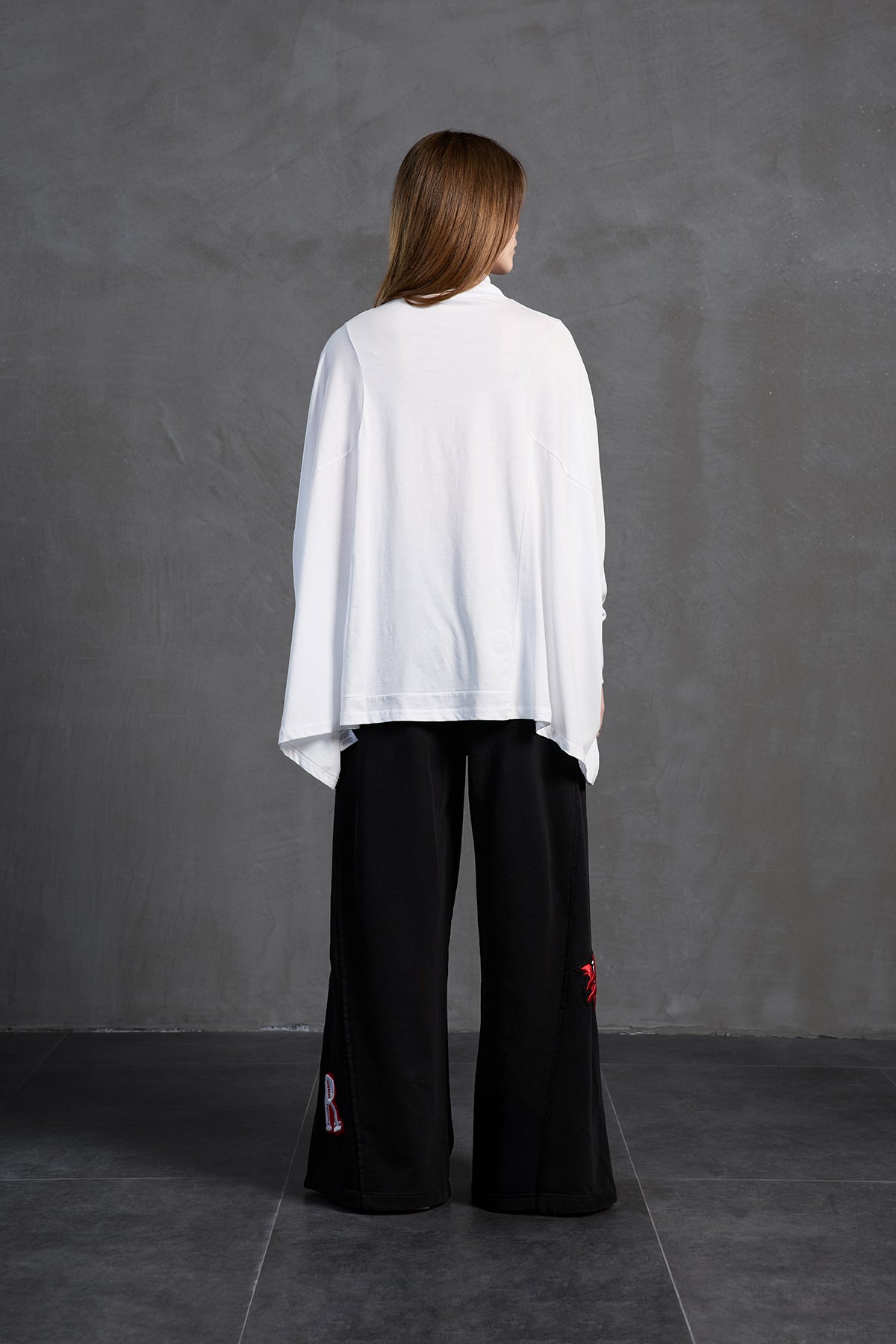 White Turtleneck Long Sleeve Oversized Blouse 18044