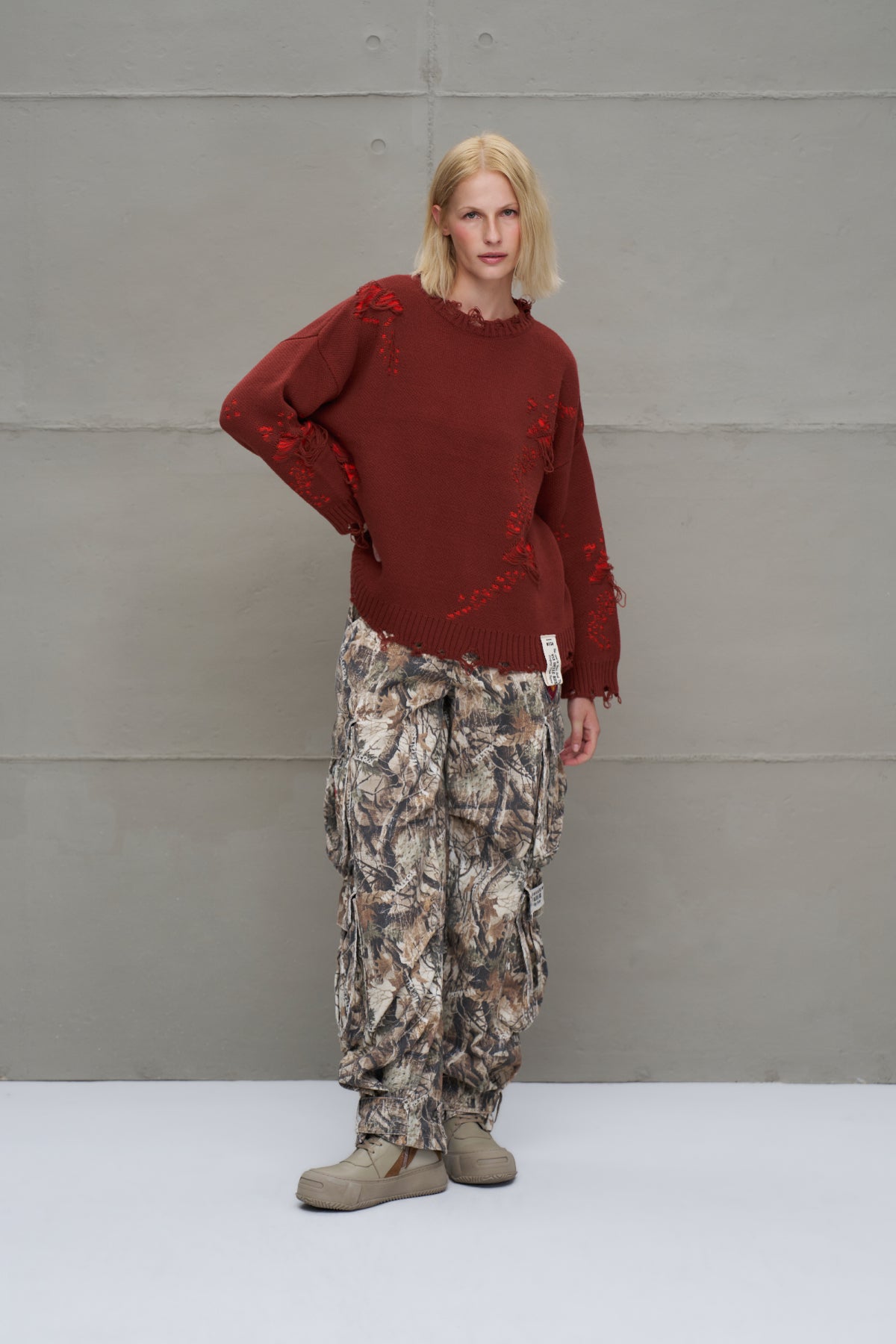 Brown Orange Oversized Knit Sweater 18051