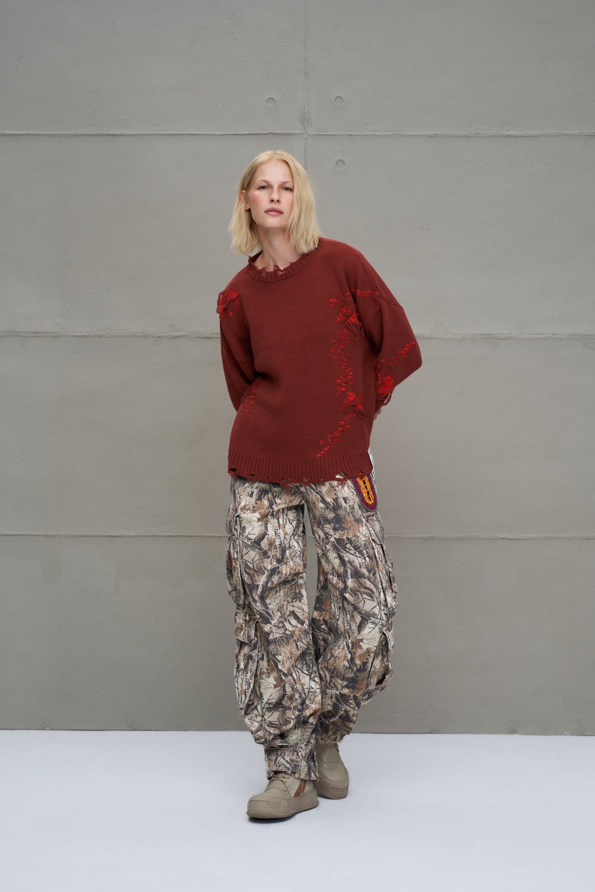 Brown Orange Knit Sweater 18051
