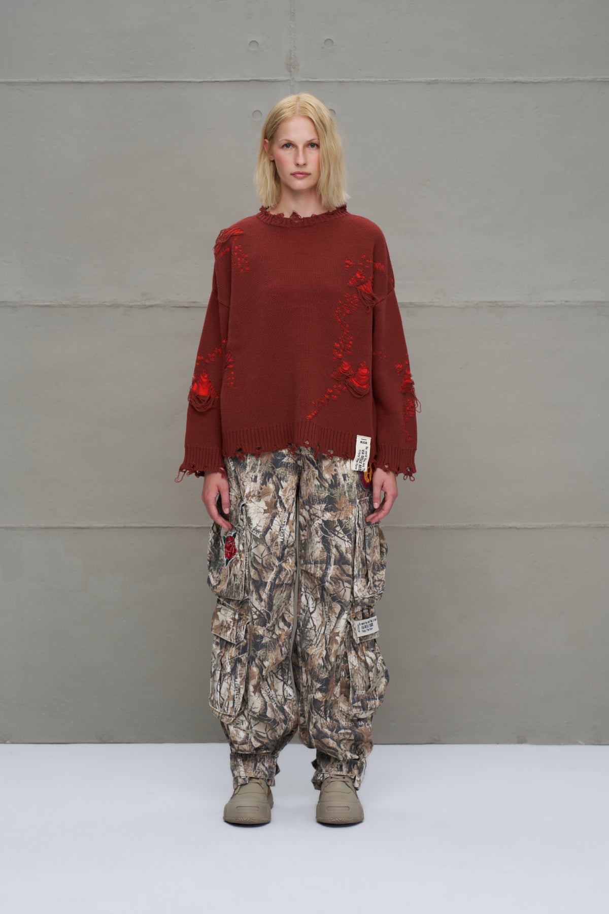 Brown Orange Oversized Knit Sweater 18051