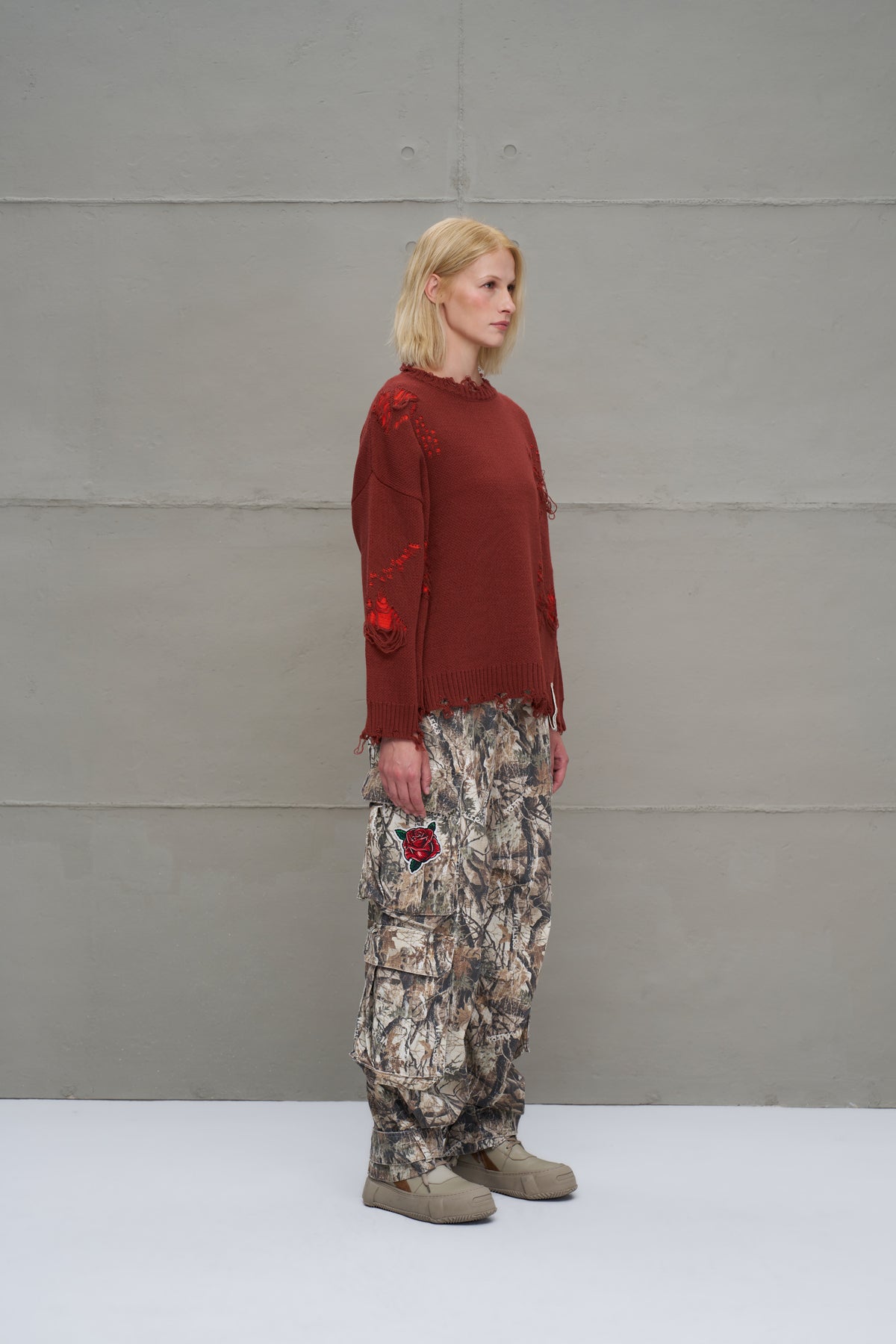 Brown Orange Knit Sweater 18051