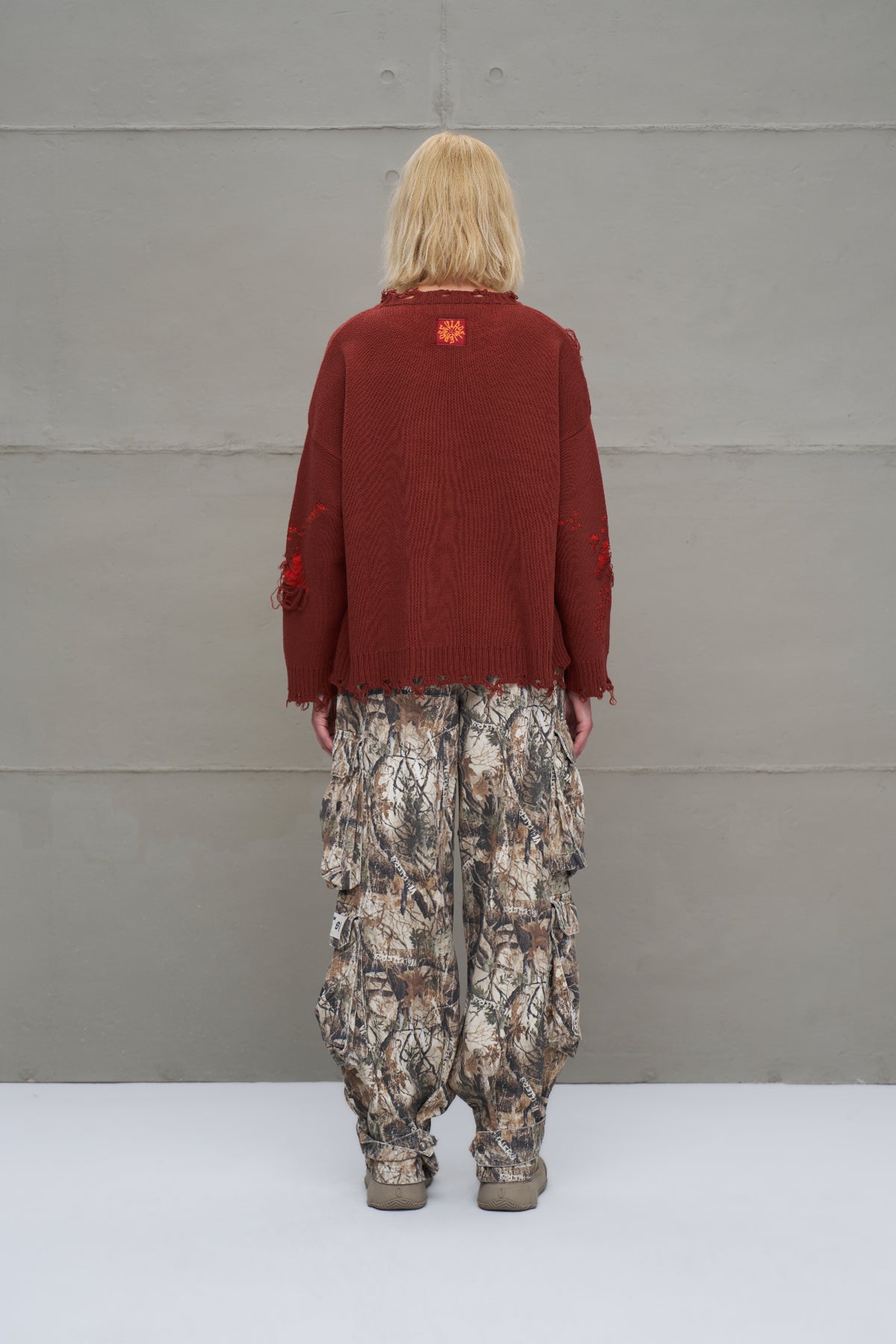 Brown Orange Oversized Knit Sweater 18051