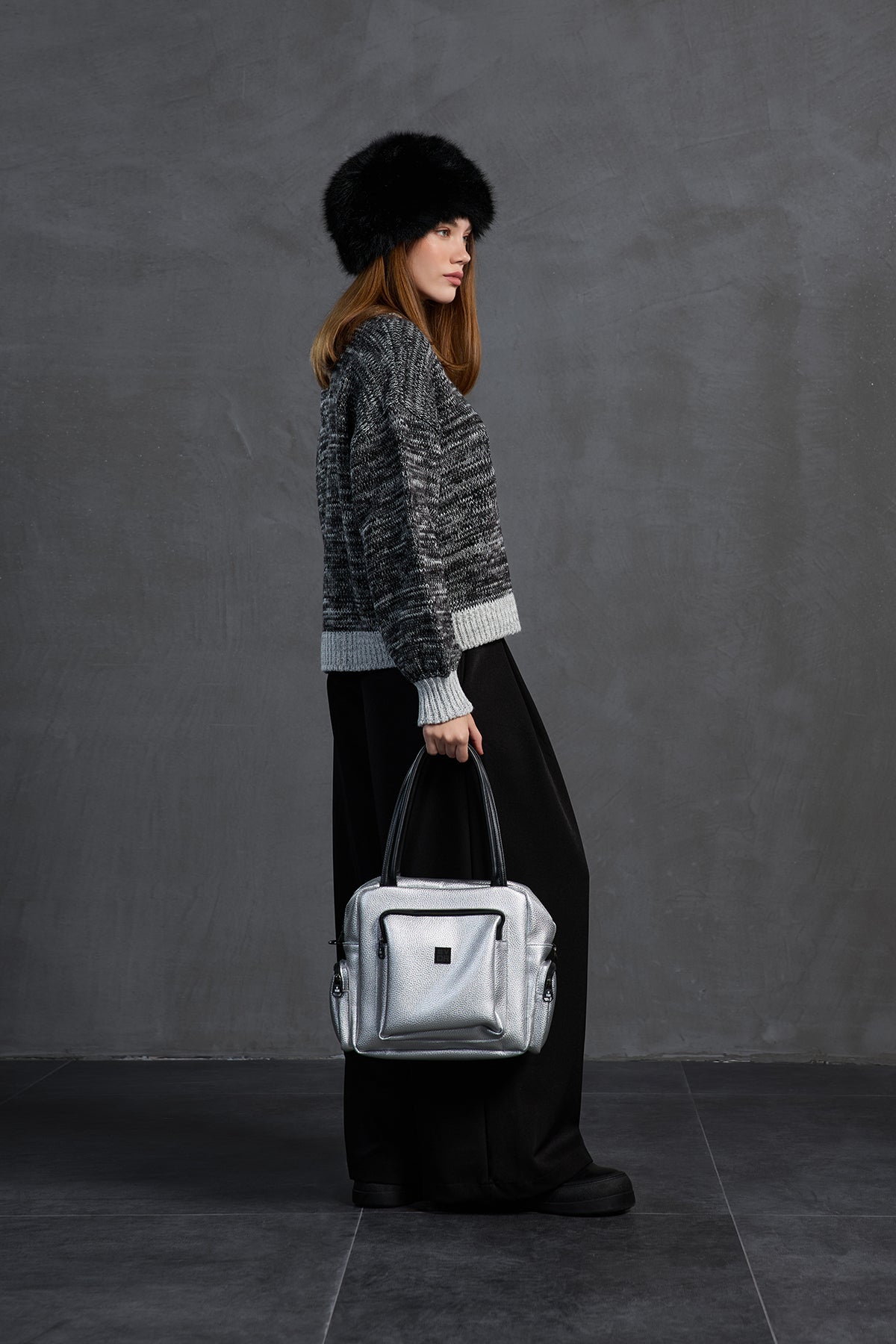 Black White Oversized Knit Sweater 18054