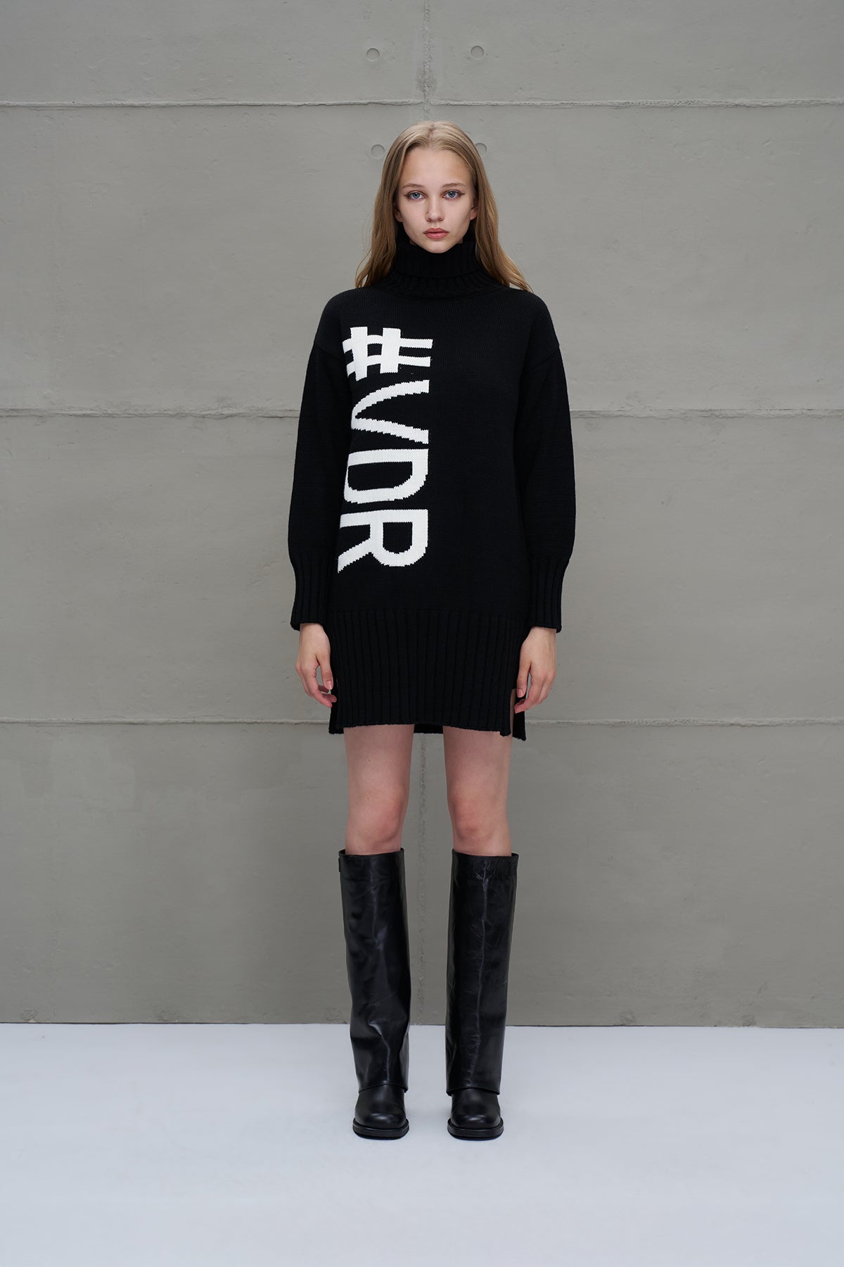 Black Off White Logo Knit Dress 18065