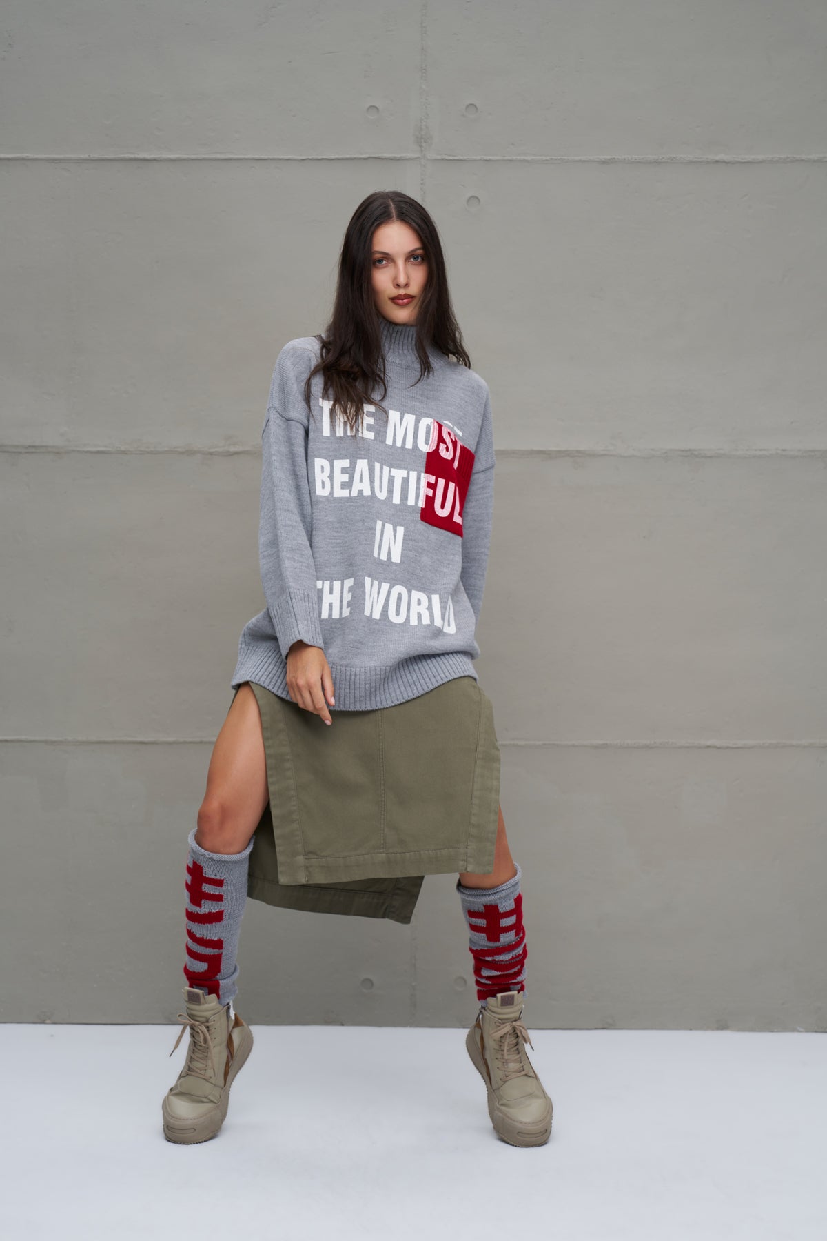 Grey Melange Knit Sweater 18075