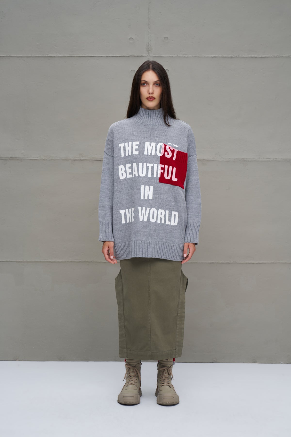 Grey Melange Knit Sweater 18075