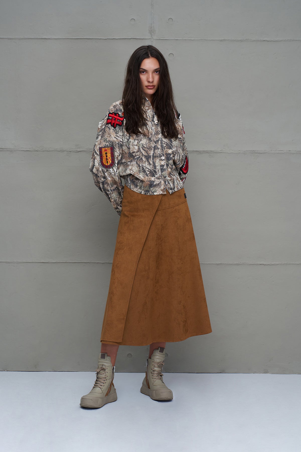 Beige Asymmetric Cut Oversized Shirt 18091