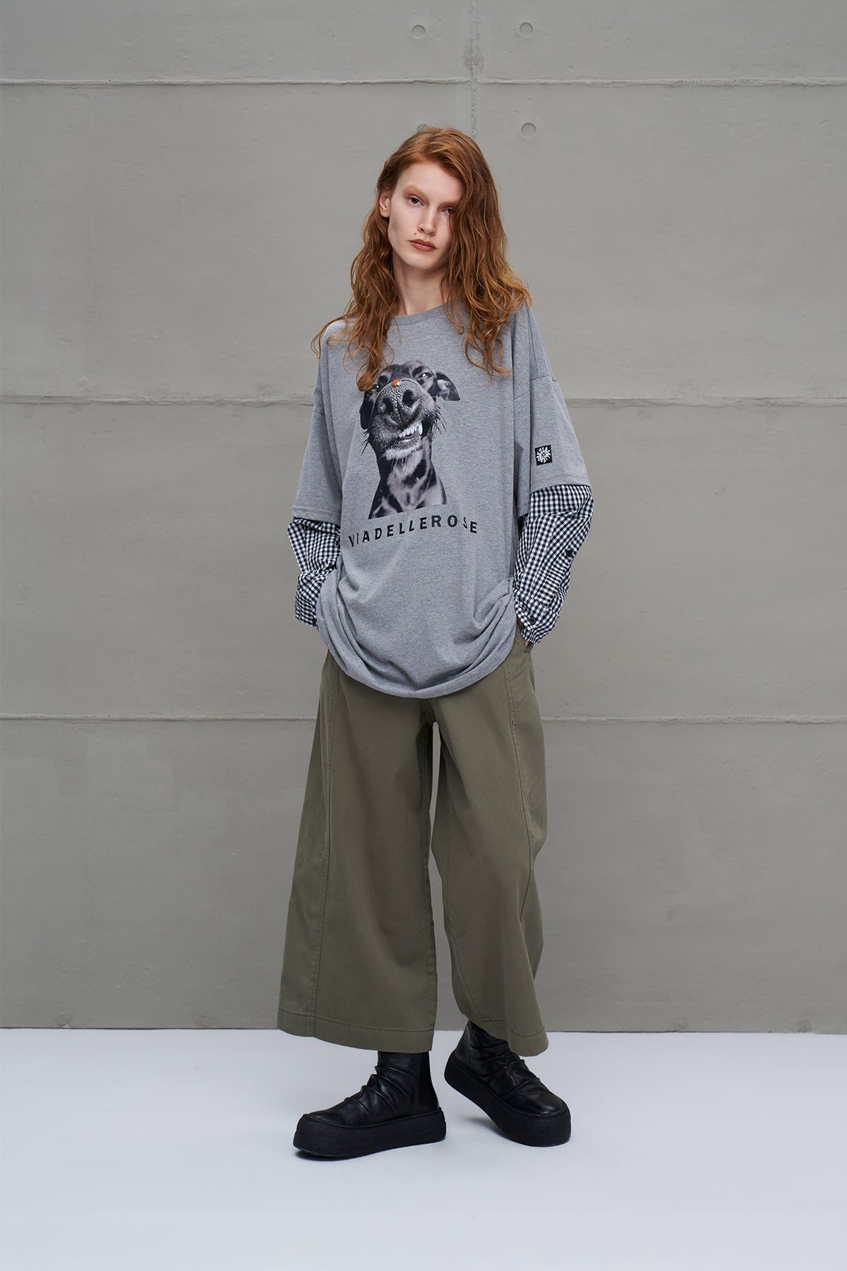 Khaki Wide-leg Trousers 18106