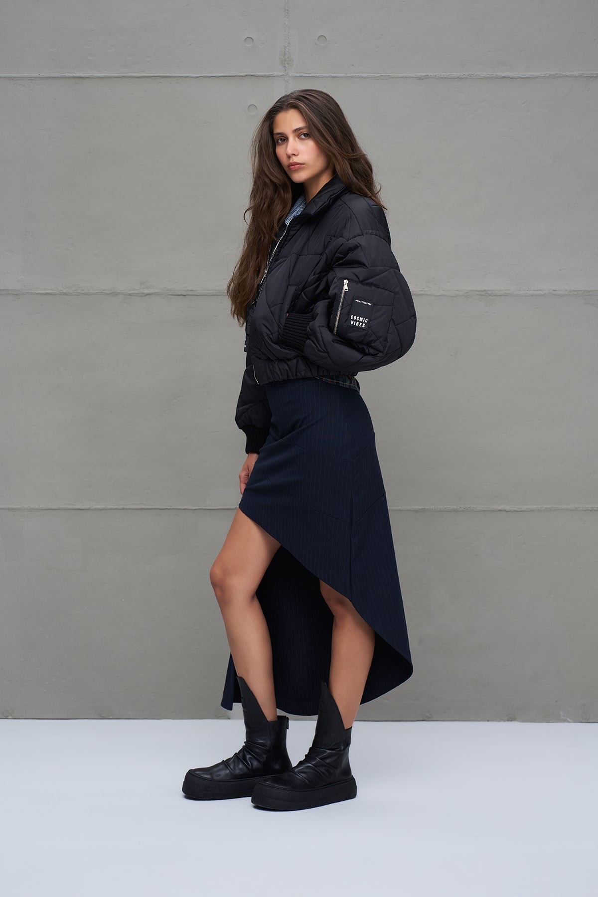 Black Puffer Bomber Jacket 18138