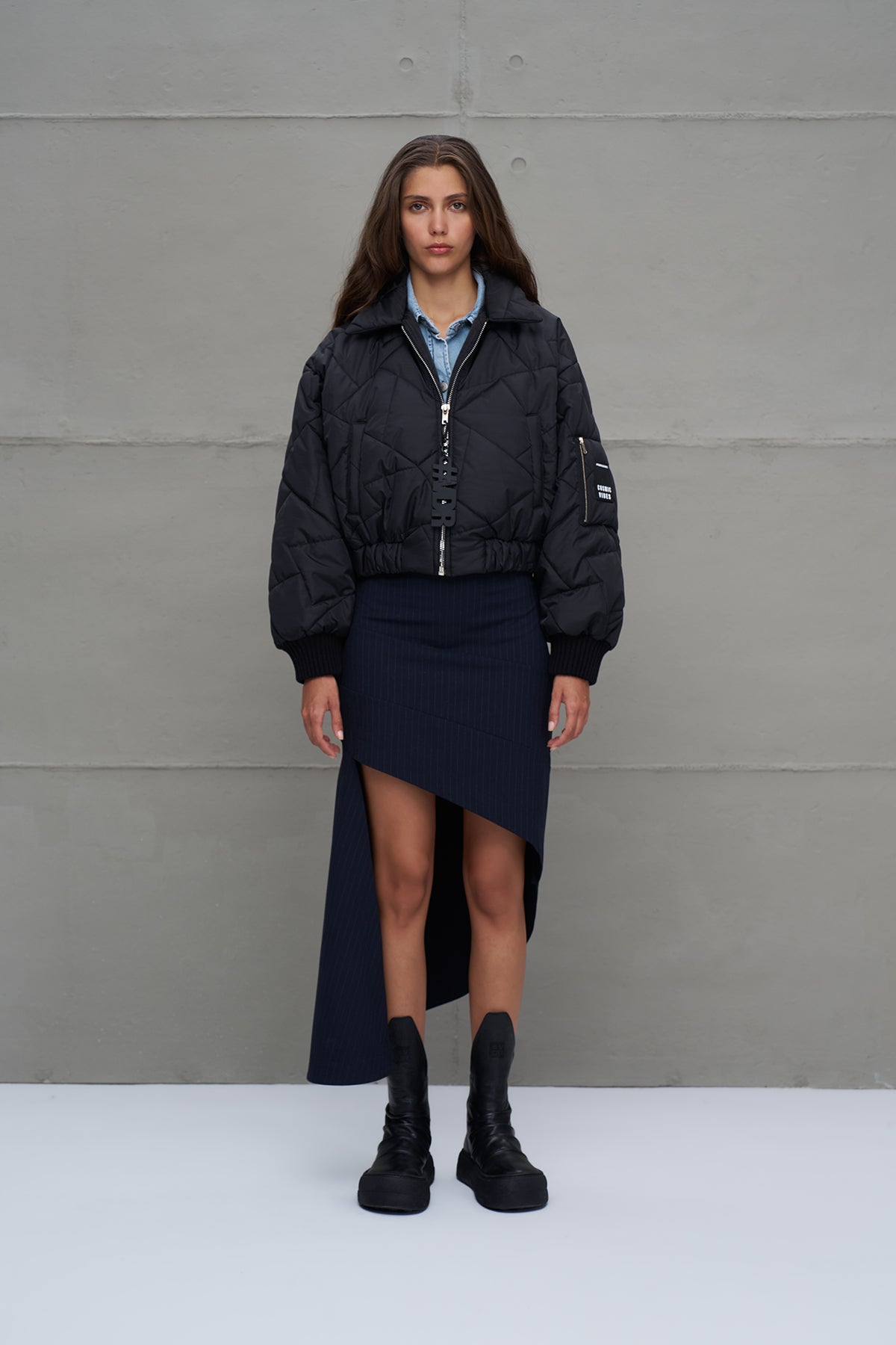 Black Puffer Bomber Jacket 18138