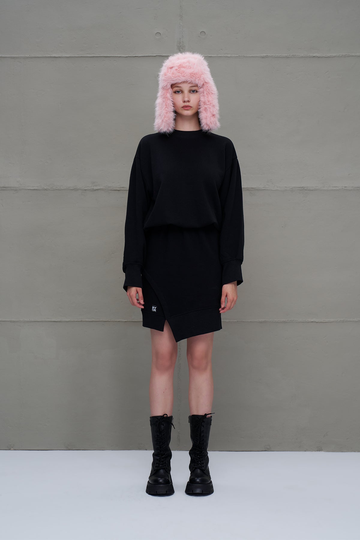 Black Asymmetric Oversized Dress 18161