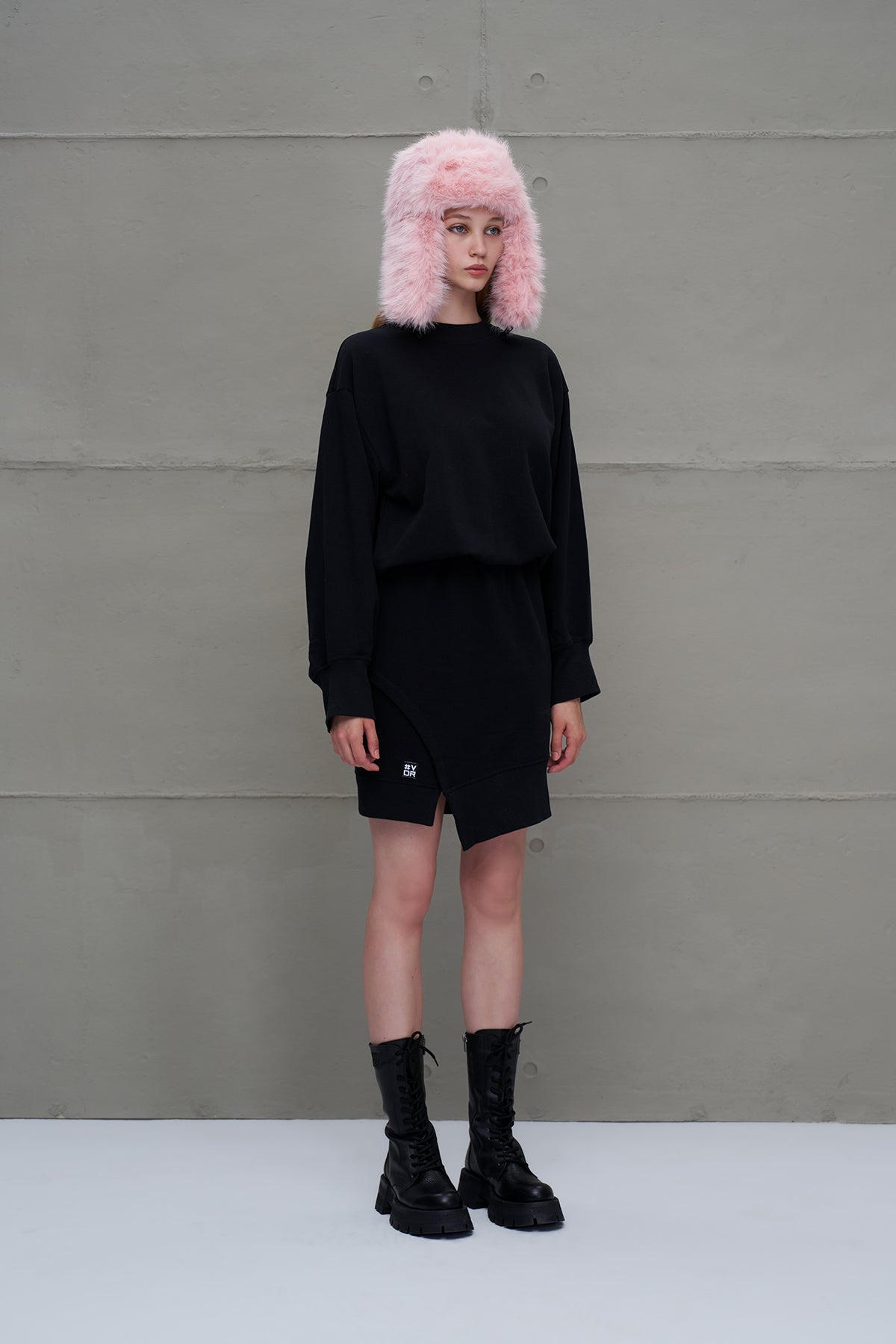 Black Asymmetric Oversized Dress 18161