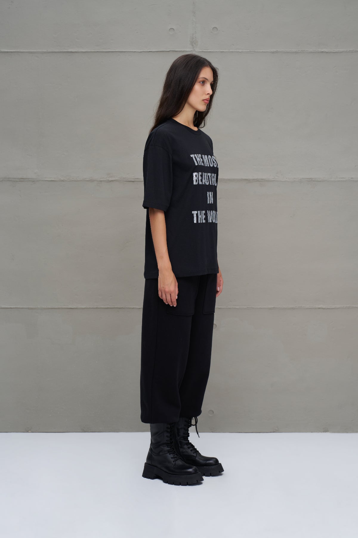 Black Slogan-print Oversized T-shirt 18169