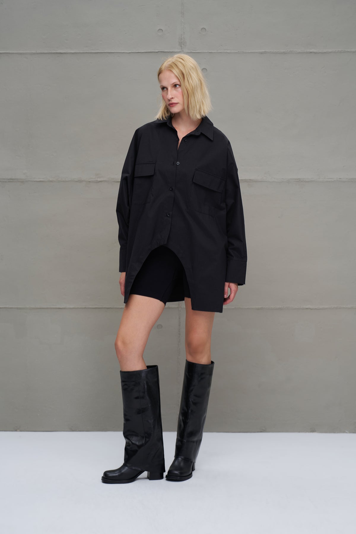 Black Oversized Poplin Shirt 18179