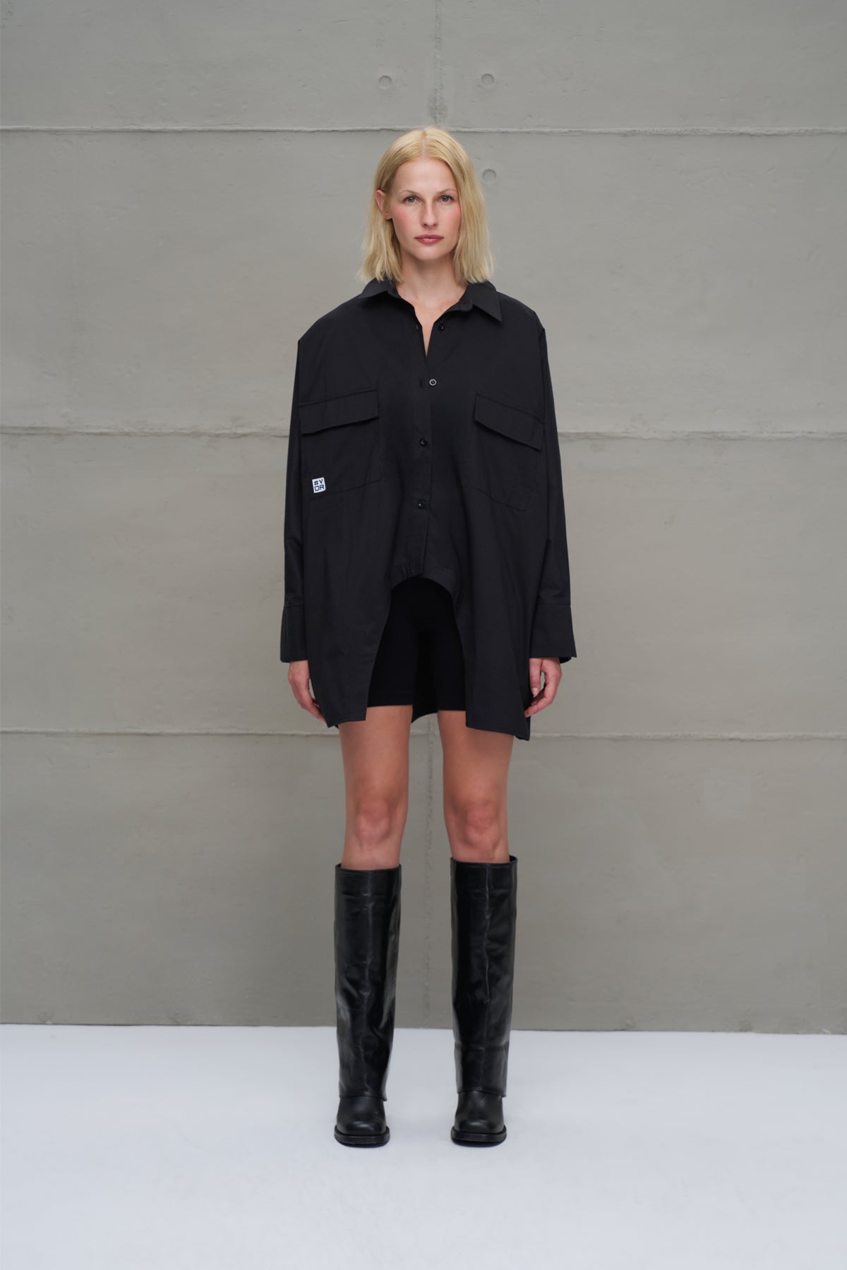 Black Oversized Poplin Shirt 18179