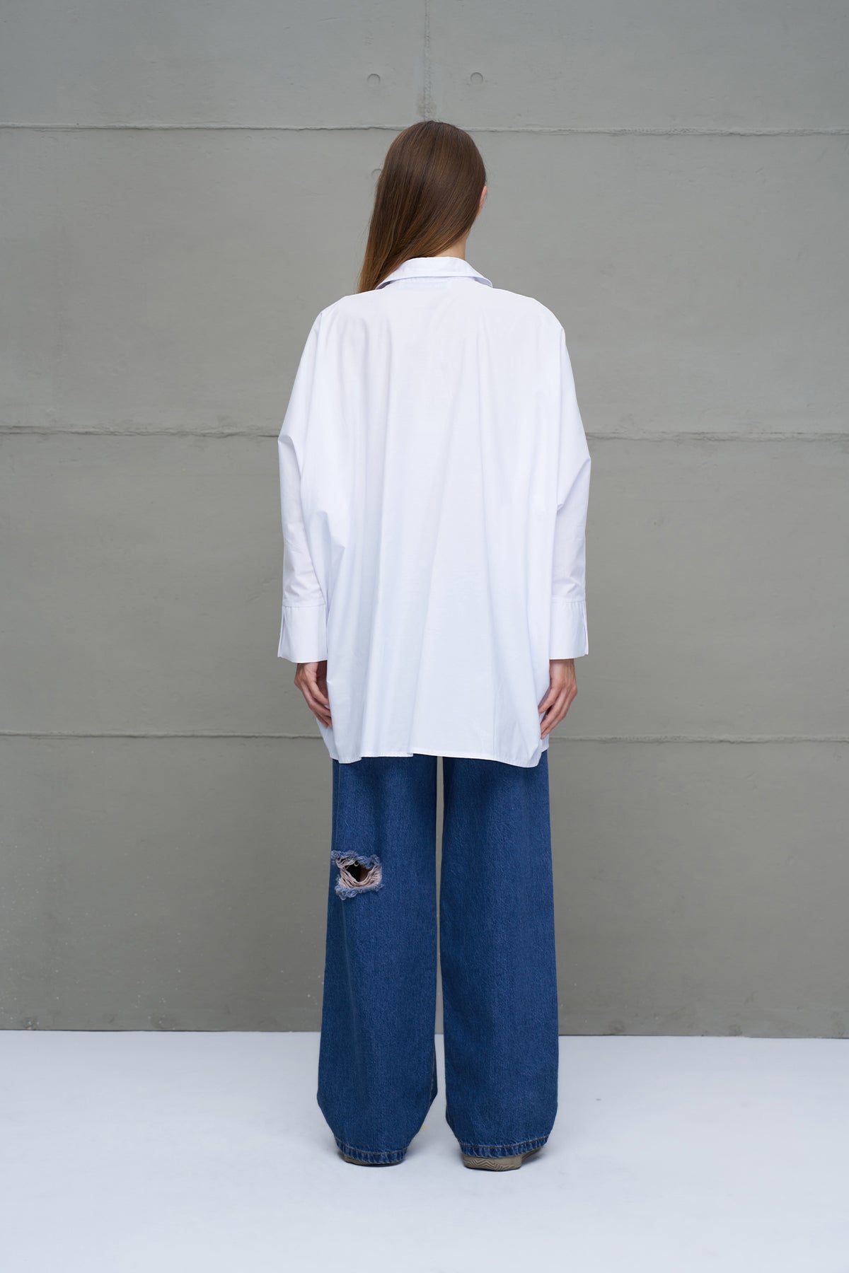 White Oversized Poplin Shirt 18179
