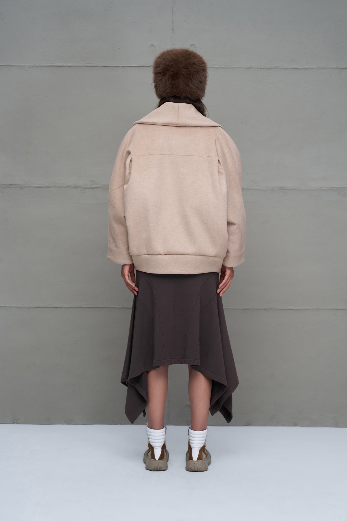 Beige Brown Double-sided Oversized Jacket 18186
