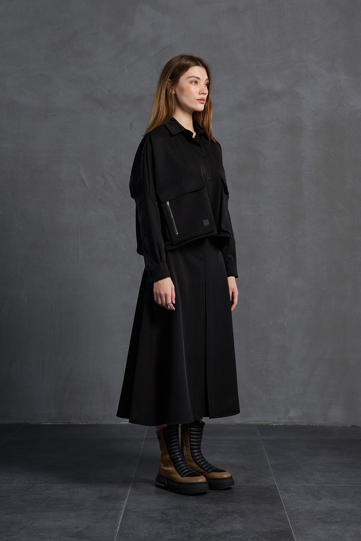 Black Zip-detail Pocket Shirt 18197