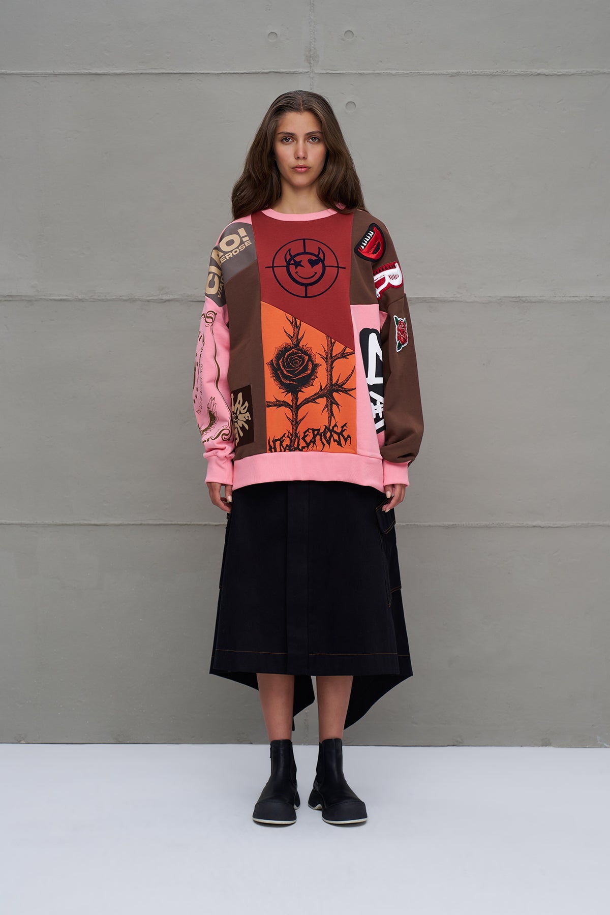 Multicolor Printed Oversized Sweatshirt 18219