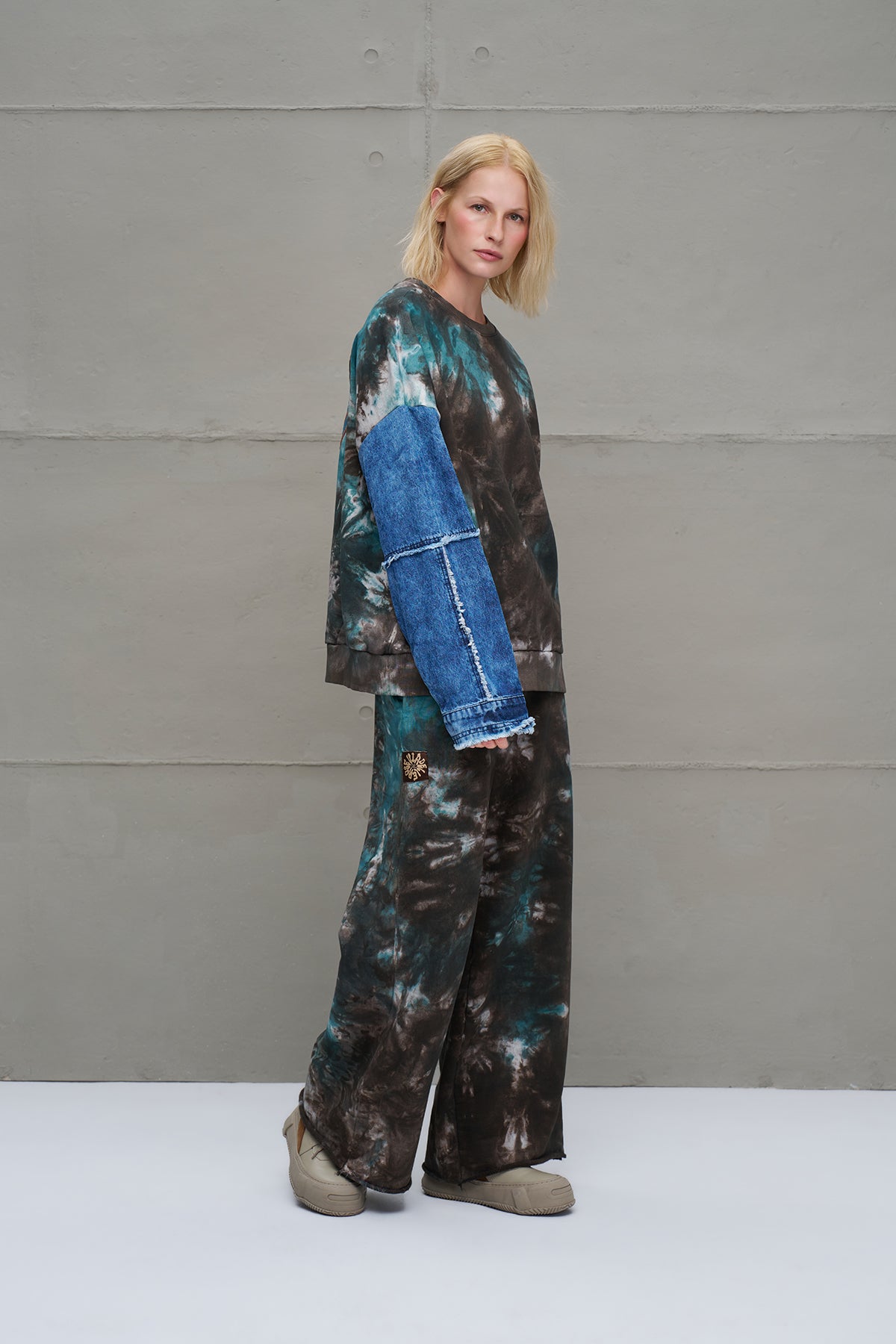 Brown Green Tie-dye Oversized Trousers 18222