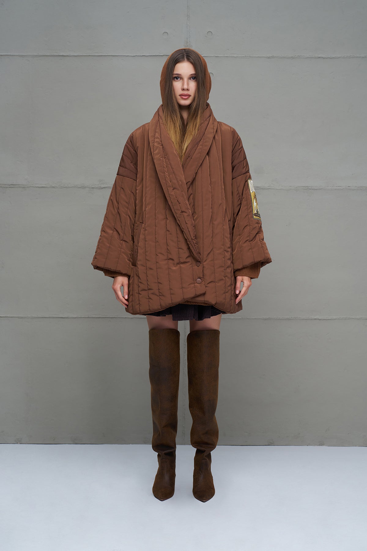 Brown Quilted Oversize Coat 18251