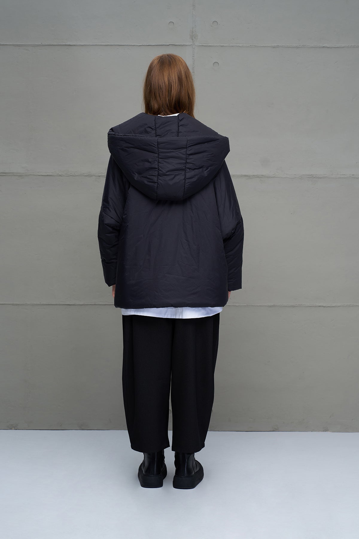 Black Asymmetric Oversize Puffer Coat 18256