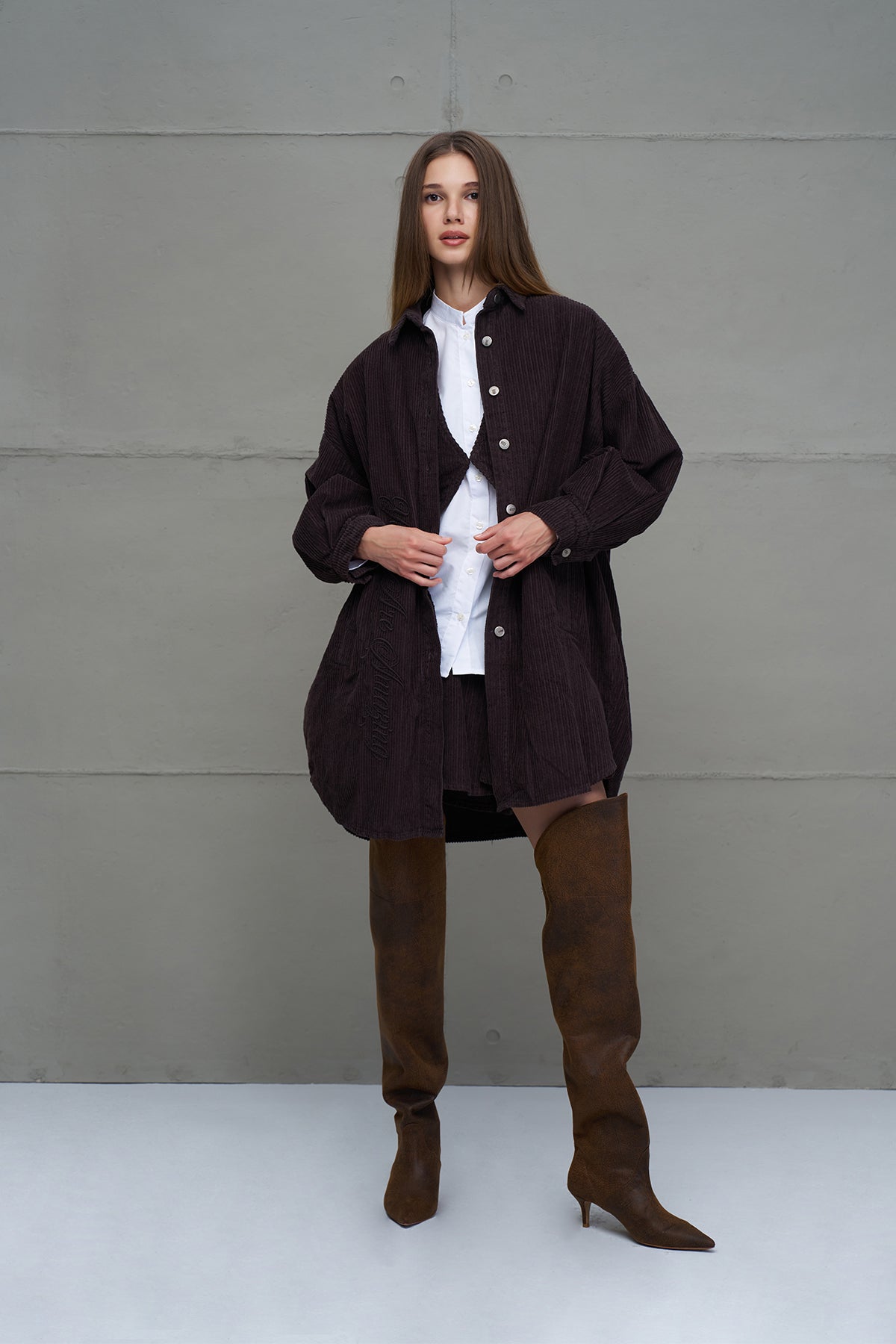 Brown Corduroy Oversize Shirt 18267